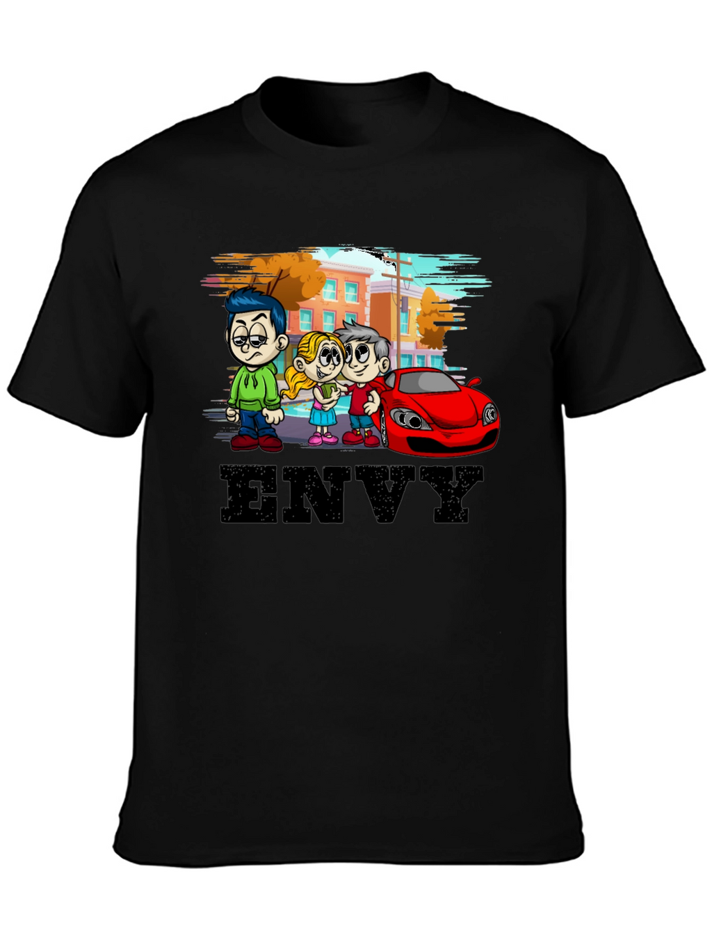 Envy Cartoon Graphic Black T-Shirt