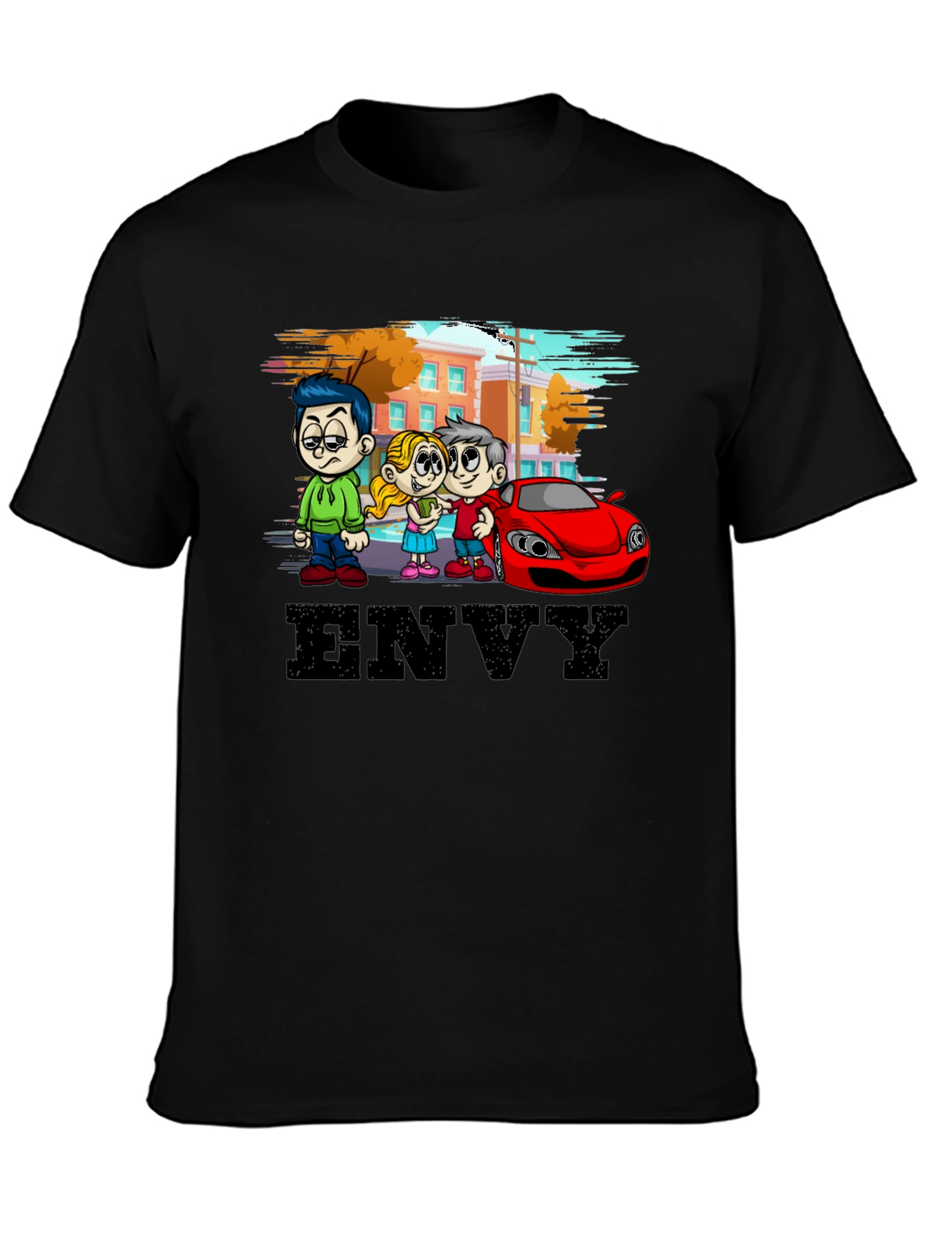 Envy Cartoon Graphic Black T-Shirt