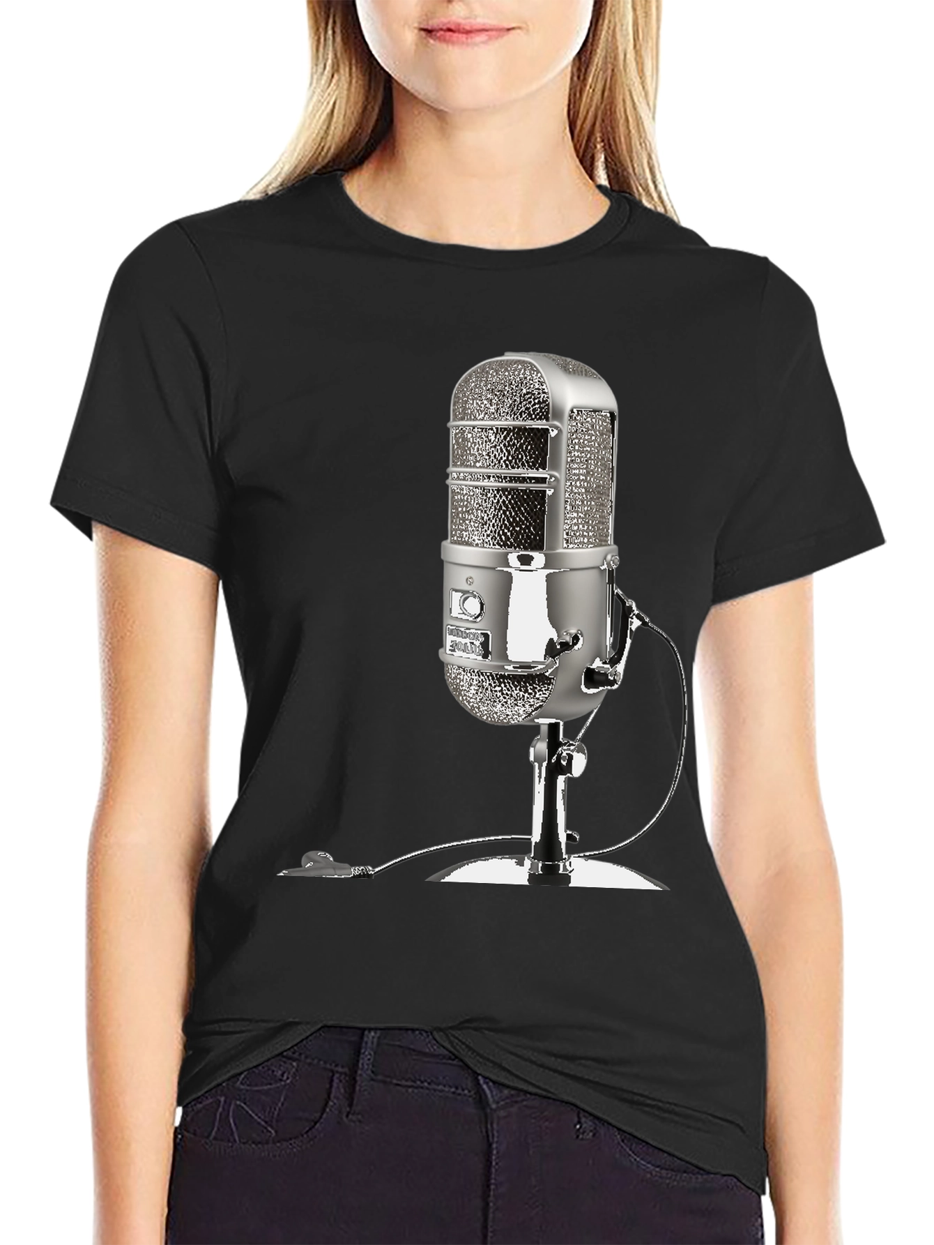Vintage Microphone Graphic Tee - Classic Cool