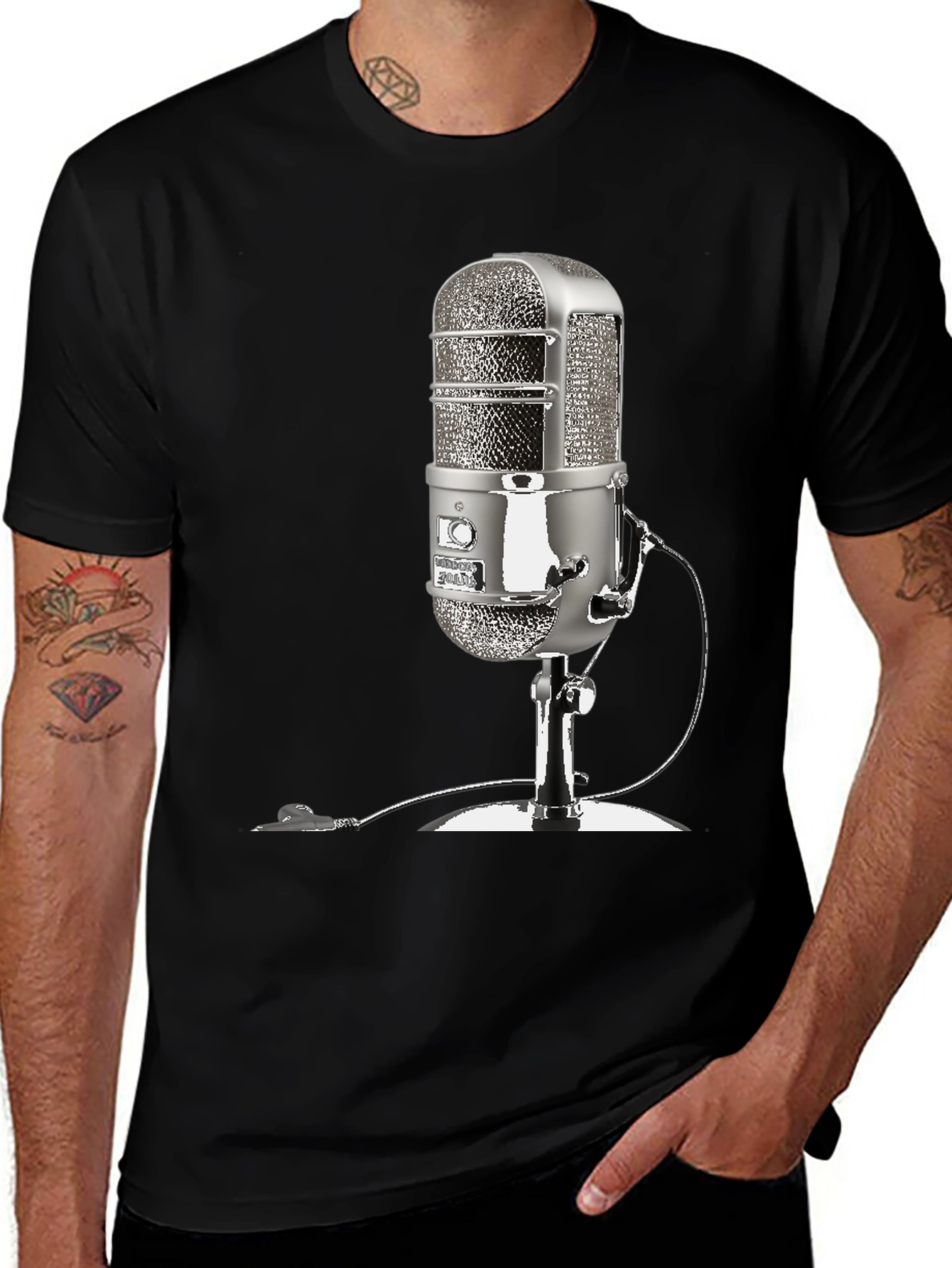 Vintage Microphone Graphic Tee - Classic Cool