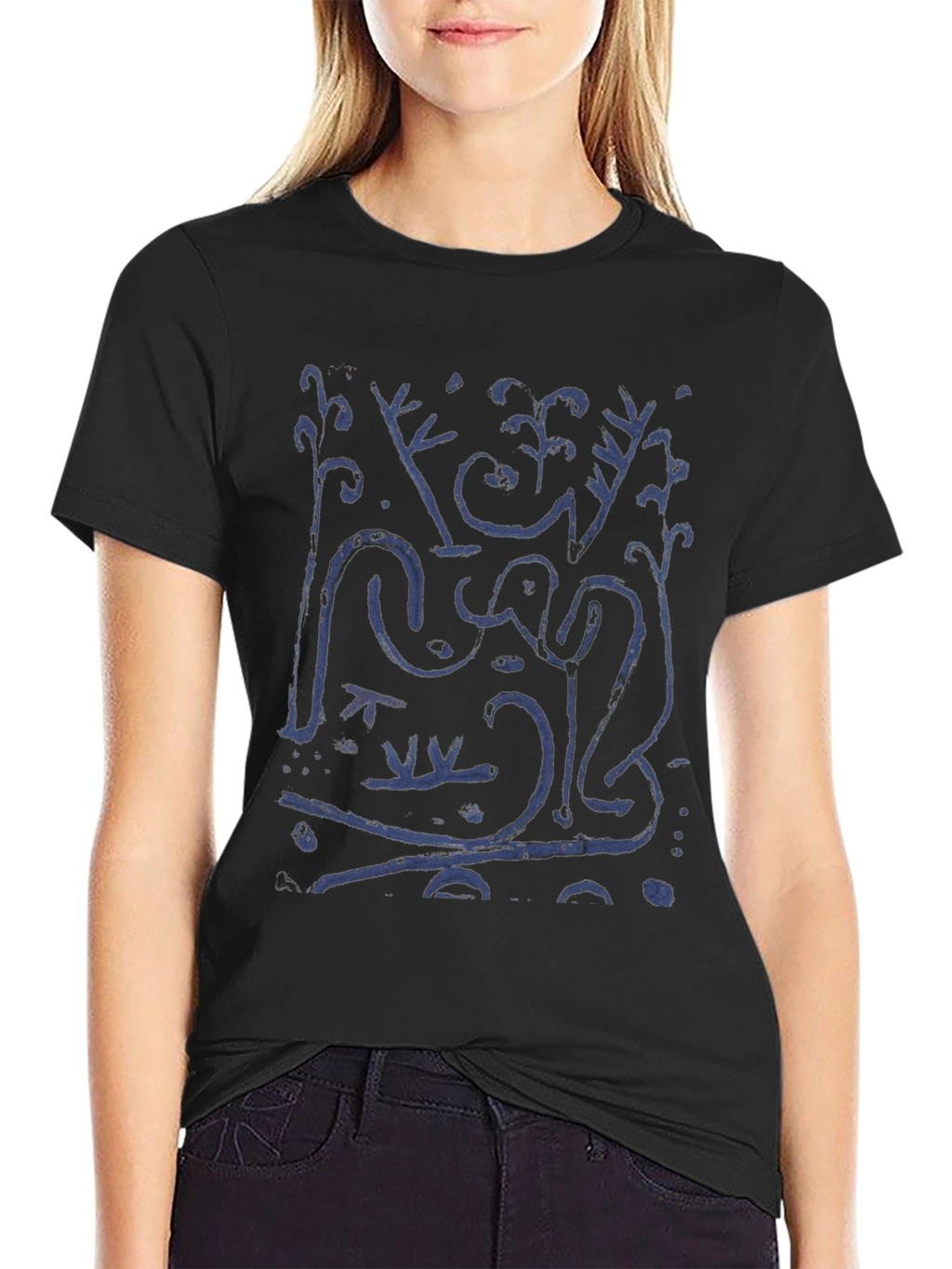 Abstract Art Graphic Print Black T-Shirt