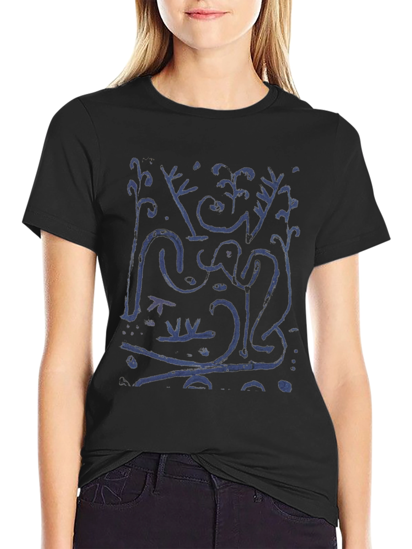 Abstract Art Graphic Print Black T-Shirt