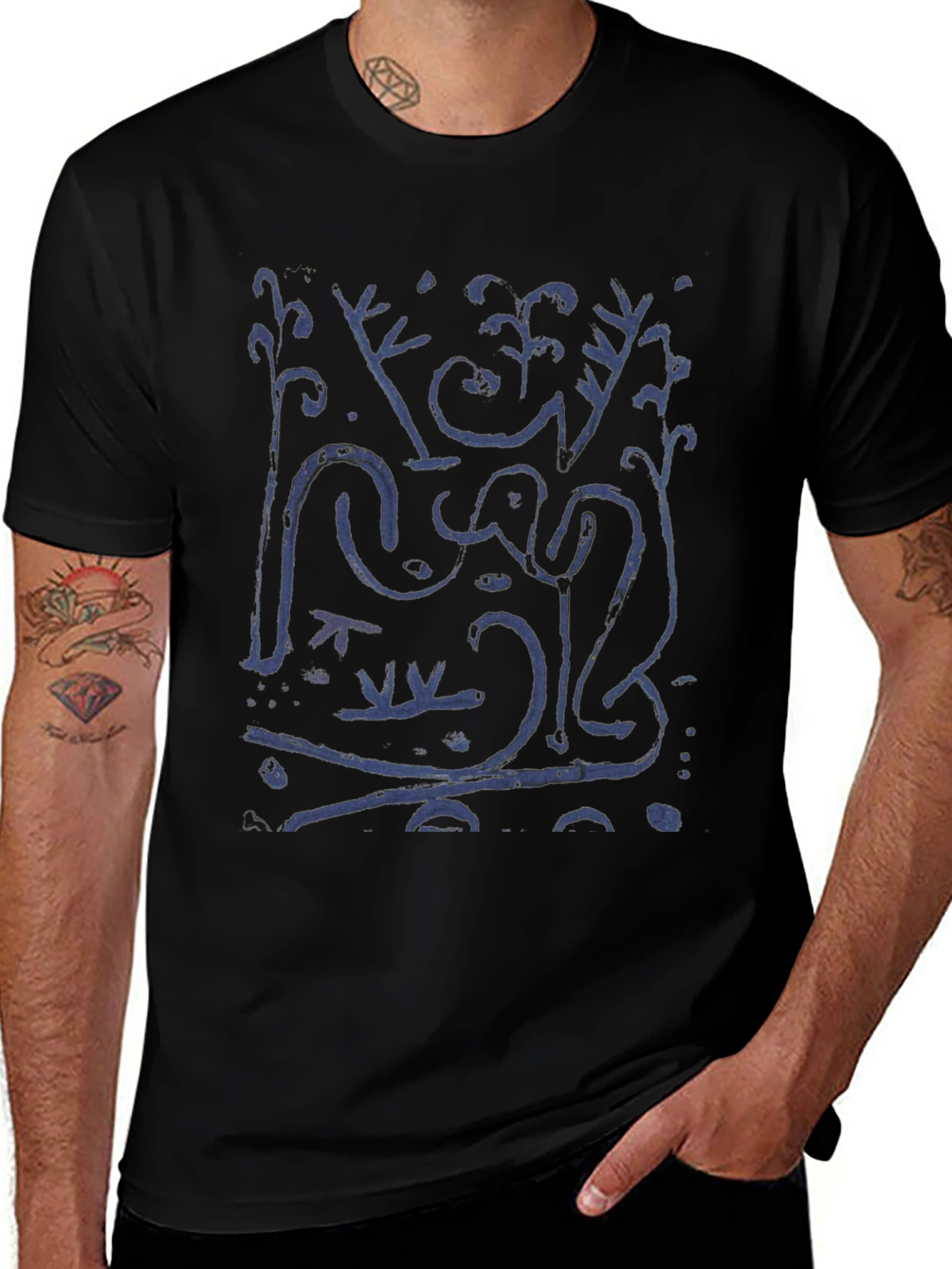 Abstract Art Graphic Print Black T-Shirt