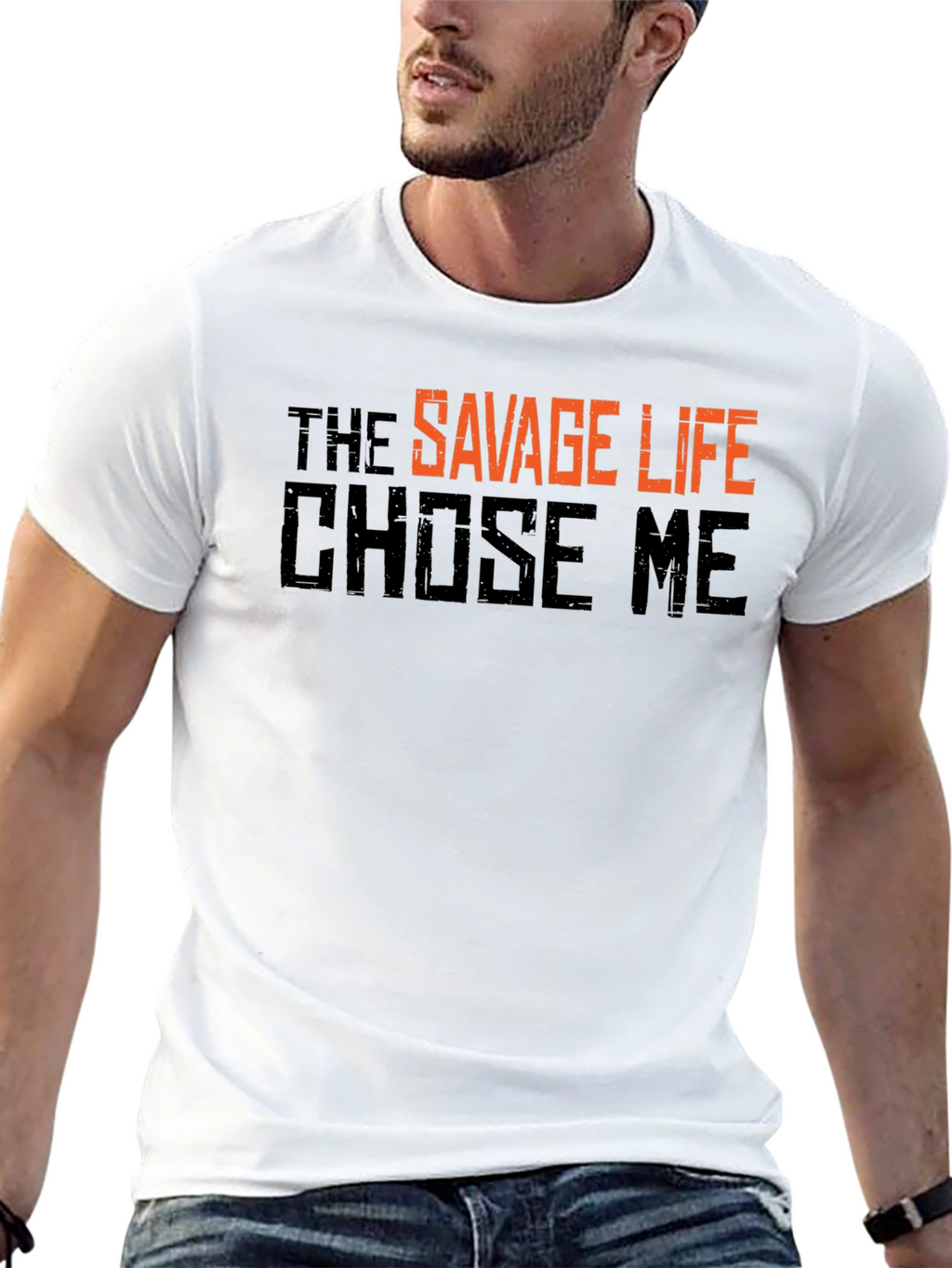 Savage Life Graphic T-Shirt - Black Crew Neck Tee