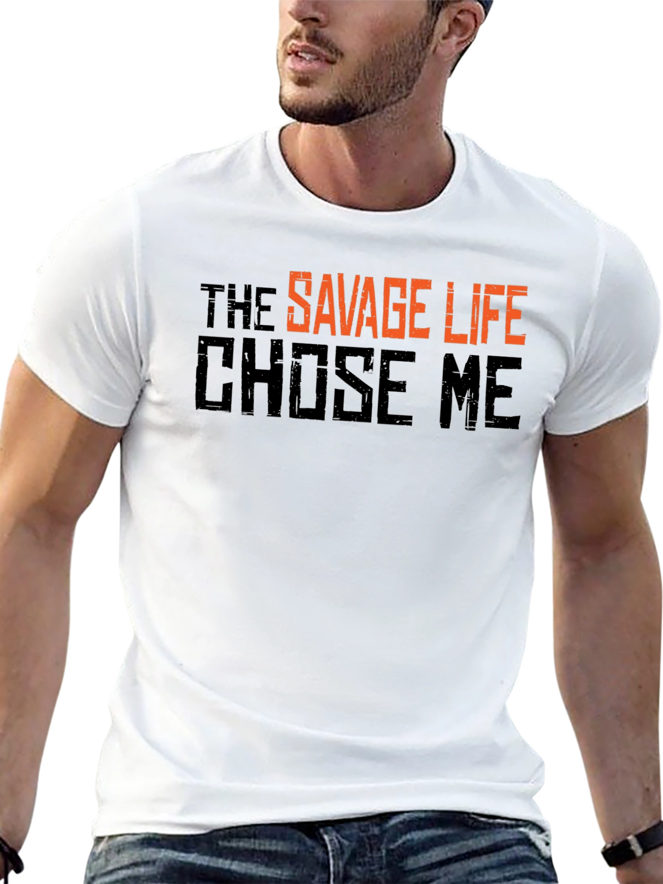 Savage Life Graphic T-Shirt - Black Crew Neck Tee