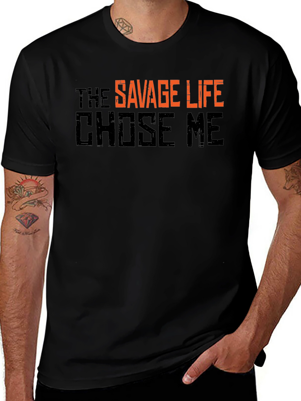 Savage Life Graphic T-Shirt - Black Crew Neck Tee