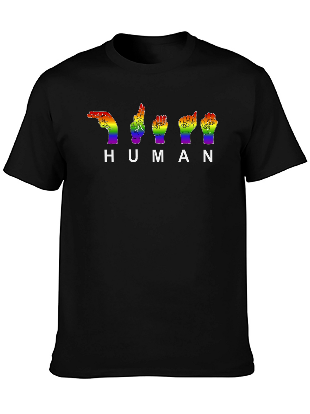 Rainbow Sign Language HUMAN Pride T-Shirt