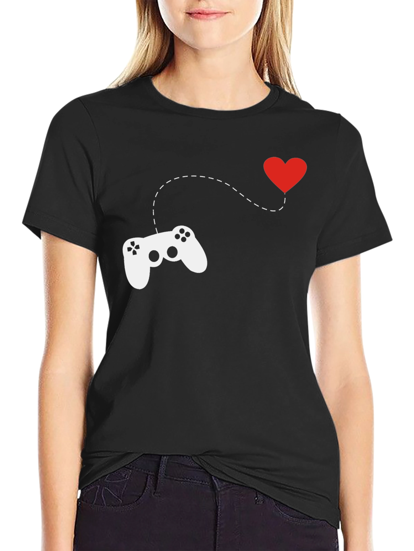 Gamer Love T-Shirt - Black Cotton Crew Neck Tee