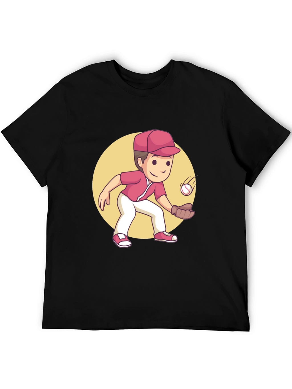Cartoon Baseball Player Graphic Tee