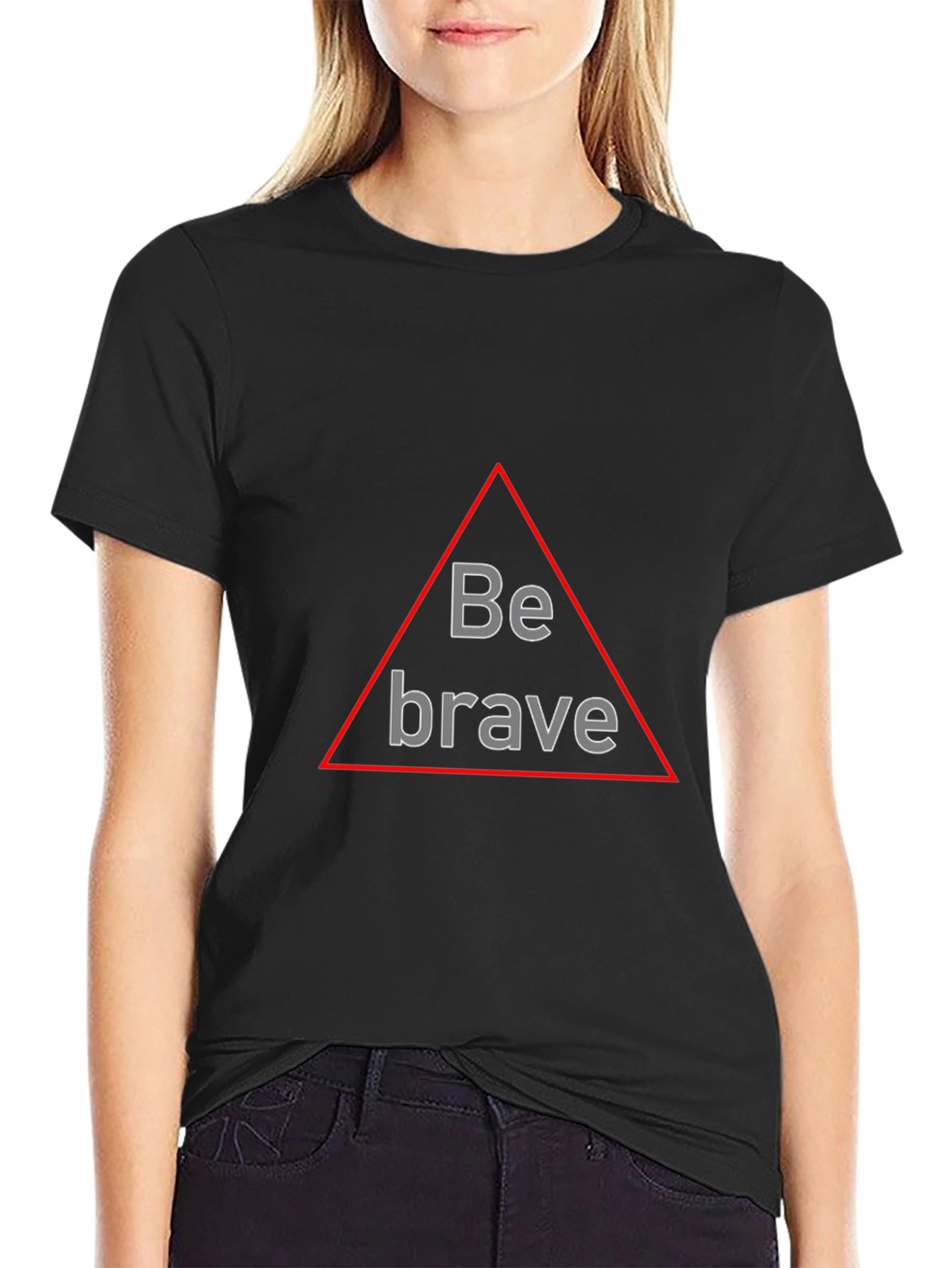 Be Brave Triangle Graphic Black T-Shirt