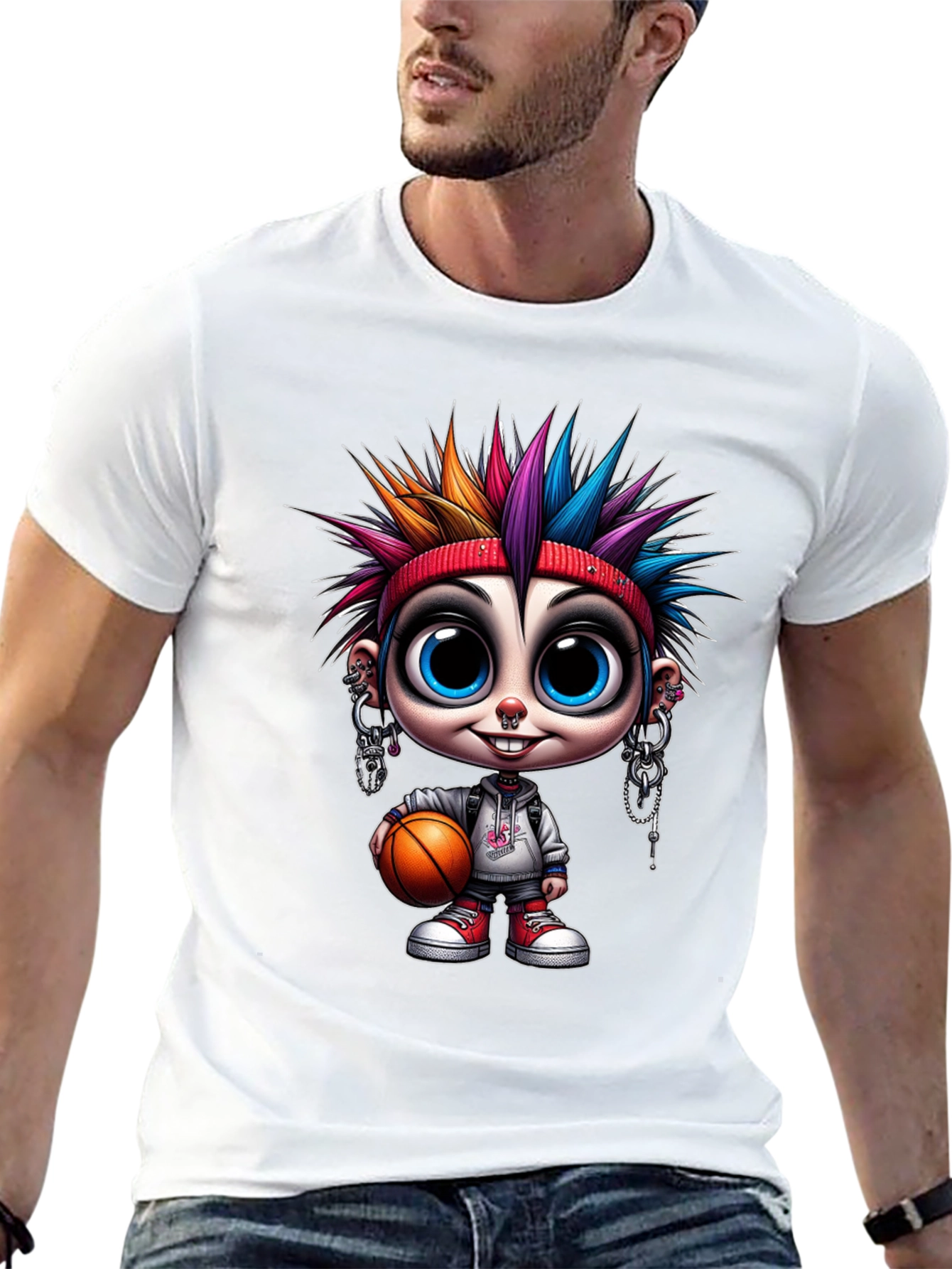Cartoon Punk Basketball T-Shirt