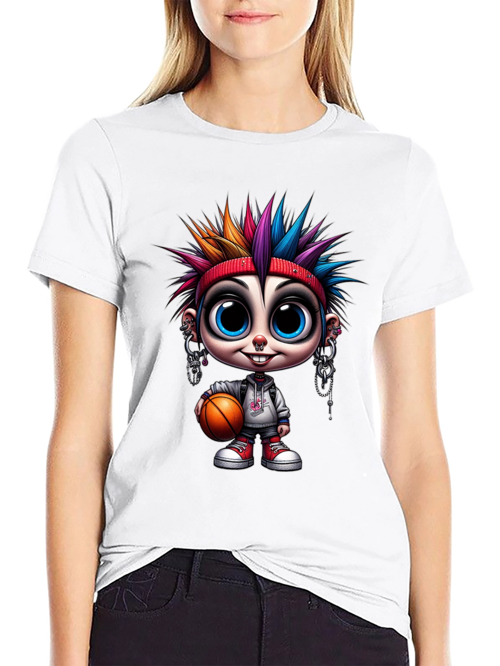 Cartoon Punk Basketball T-Shirt