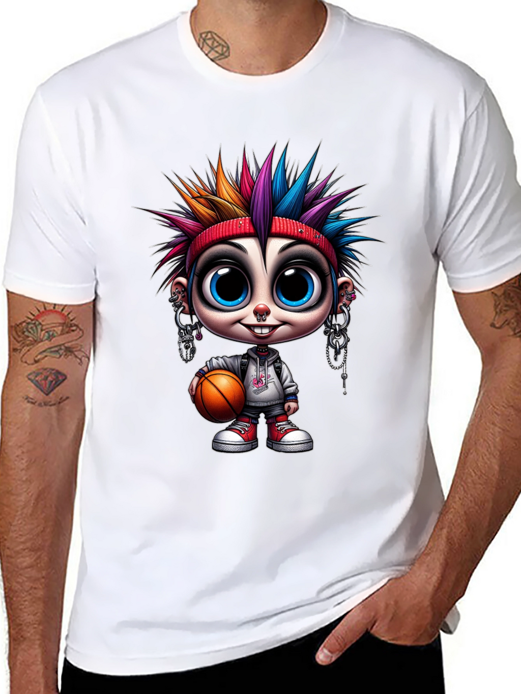 Cartoon Punk Basketball T-Shirt