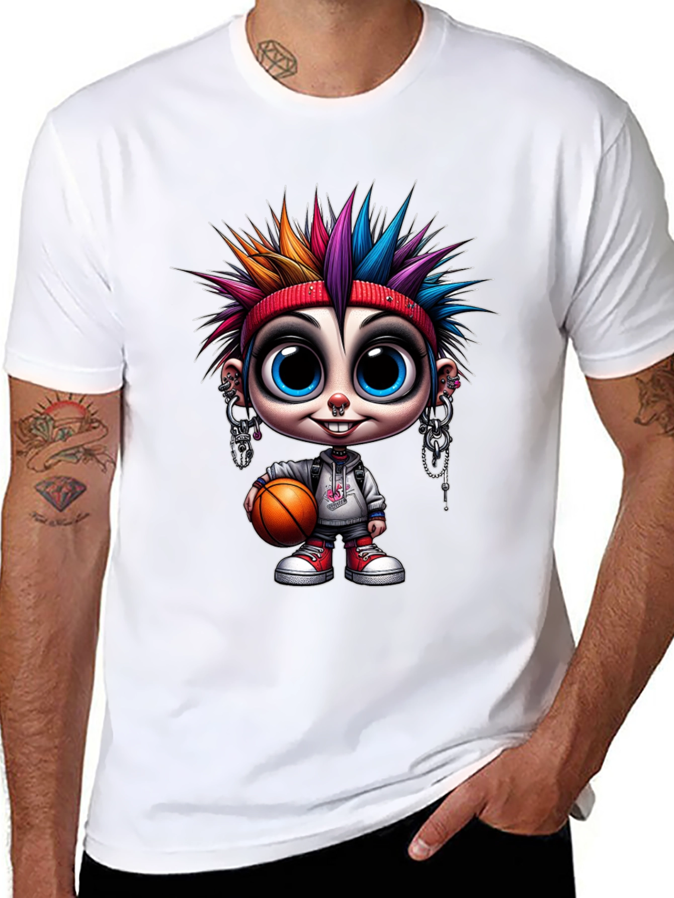 Cartoon Punk Basketball T-Shirt