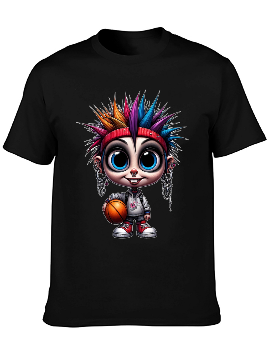 Cartoon Punk Basketball T-Shirt