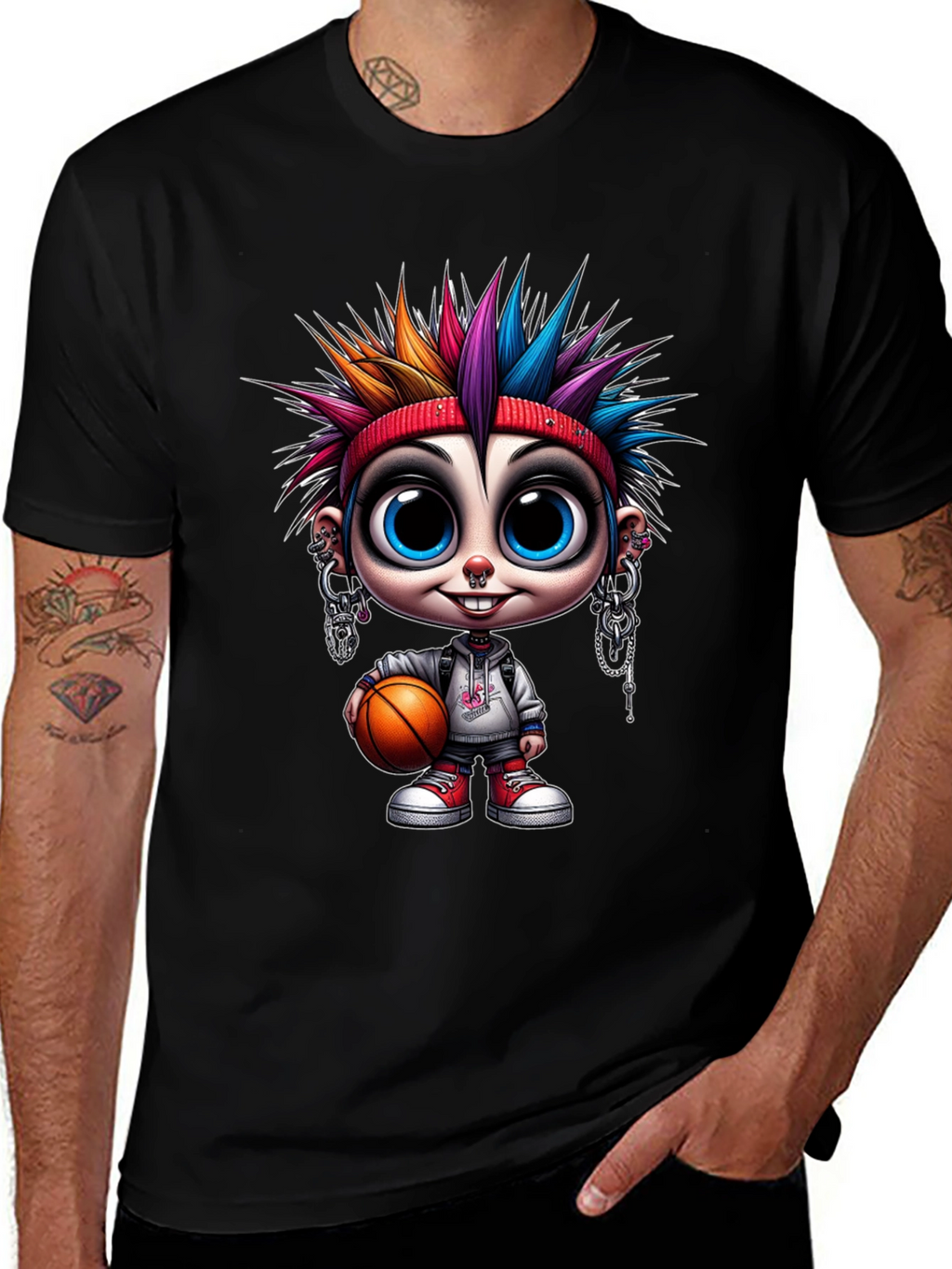 Cartoon Punk Basketball T-Shirt