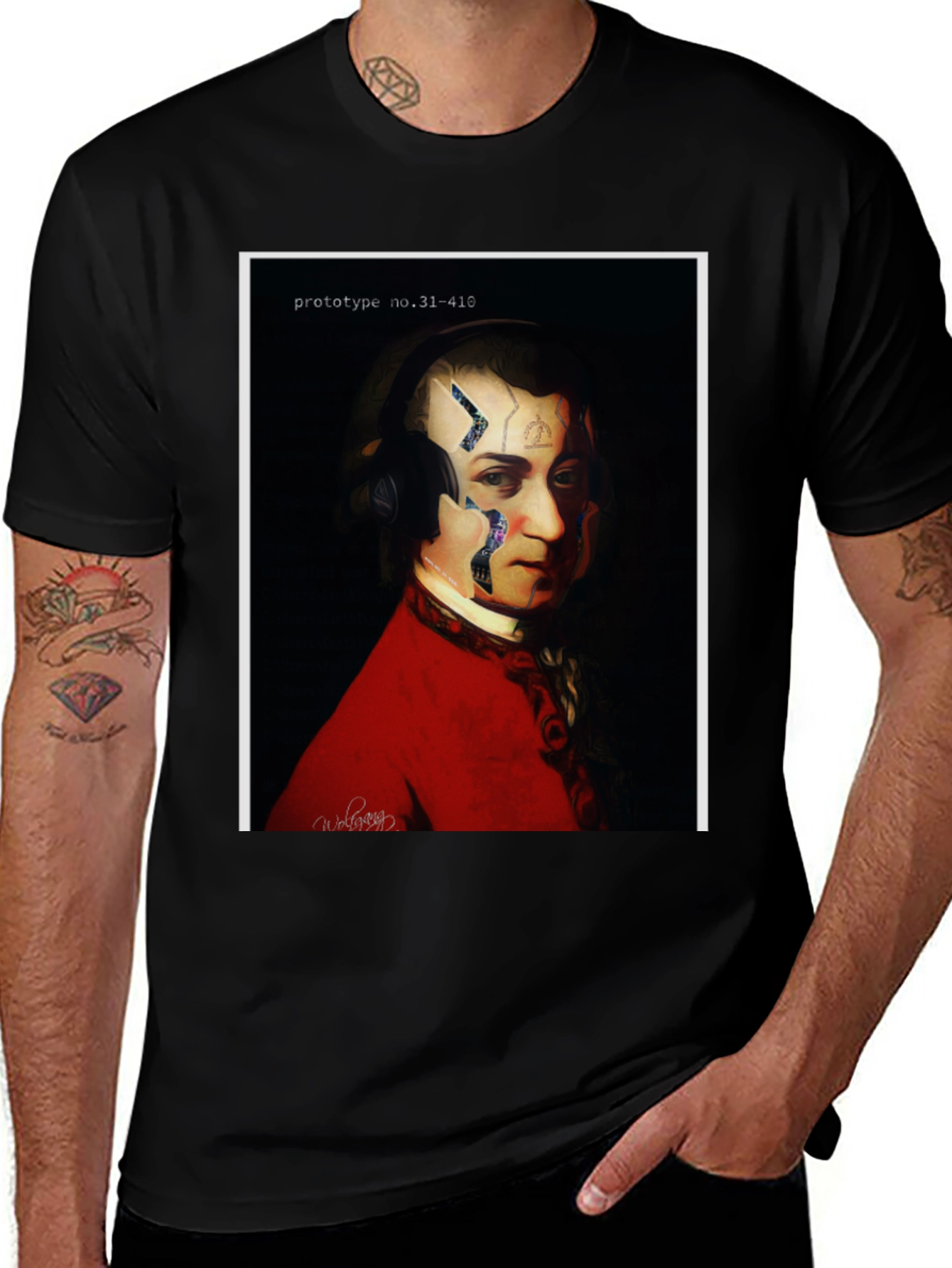 Mozart Prototype T-Shirt - Cyberpunk Classical Music Tee