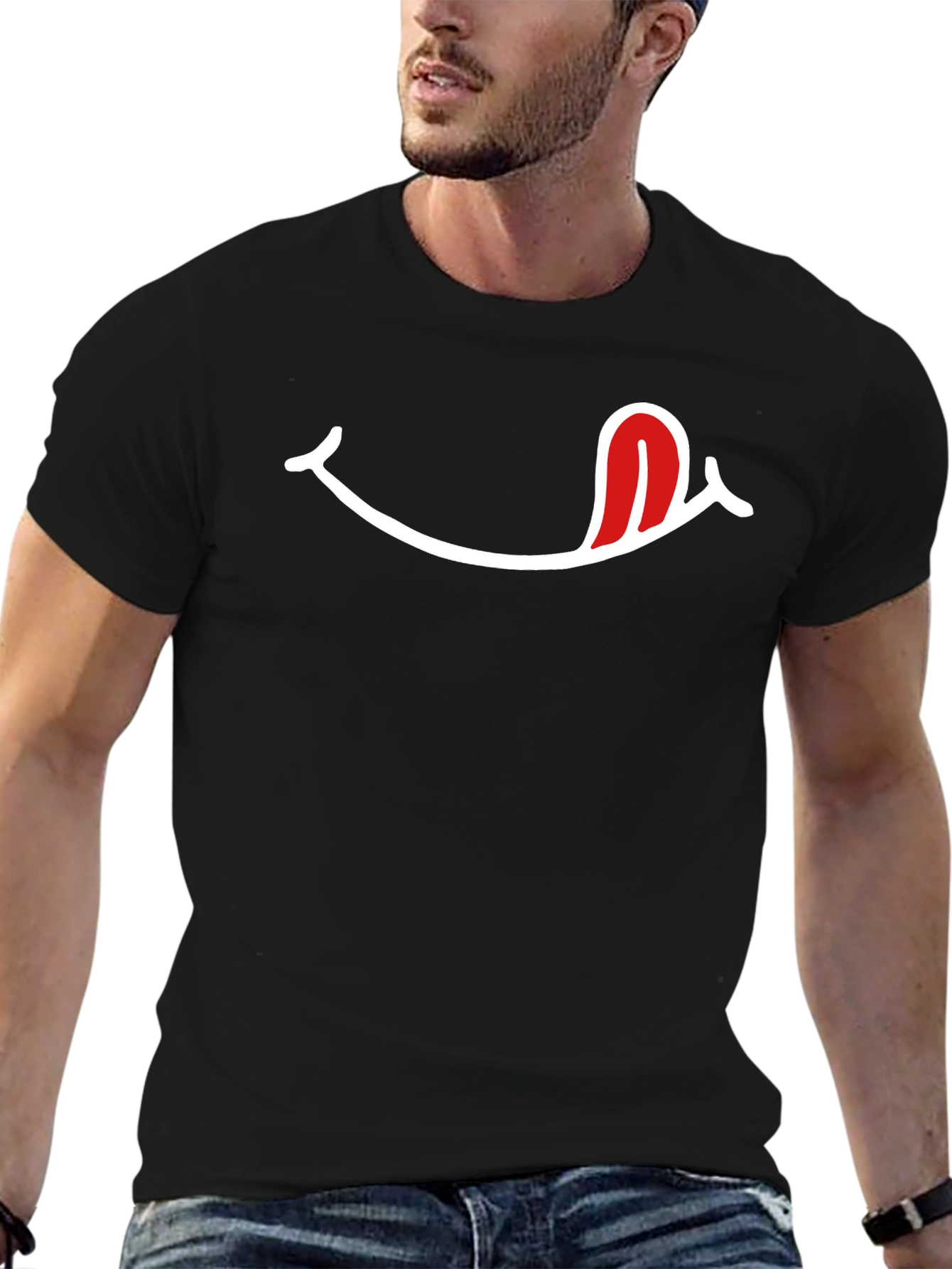 Funny Tongue T-Shirt - Black Cotton Blend
