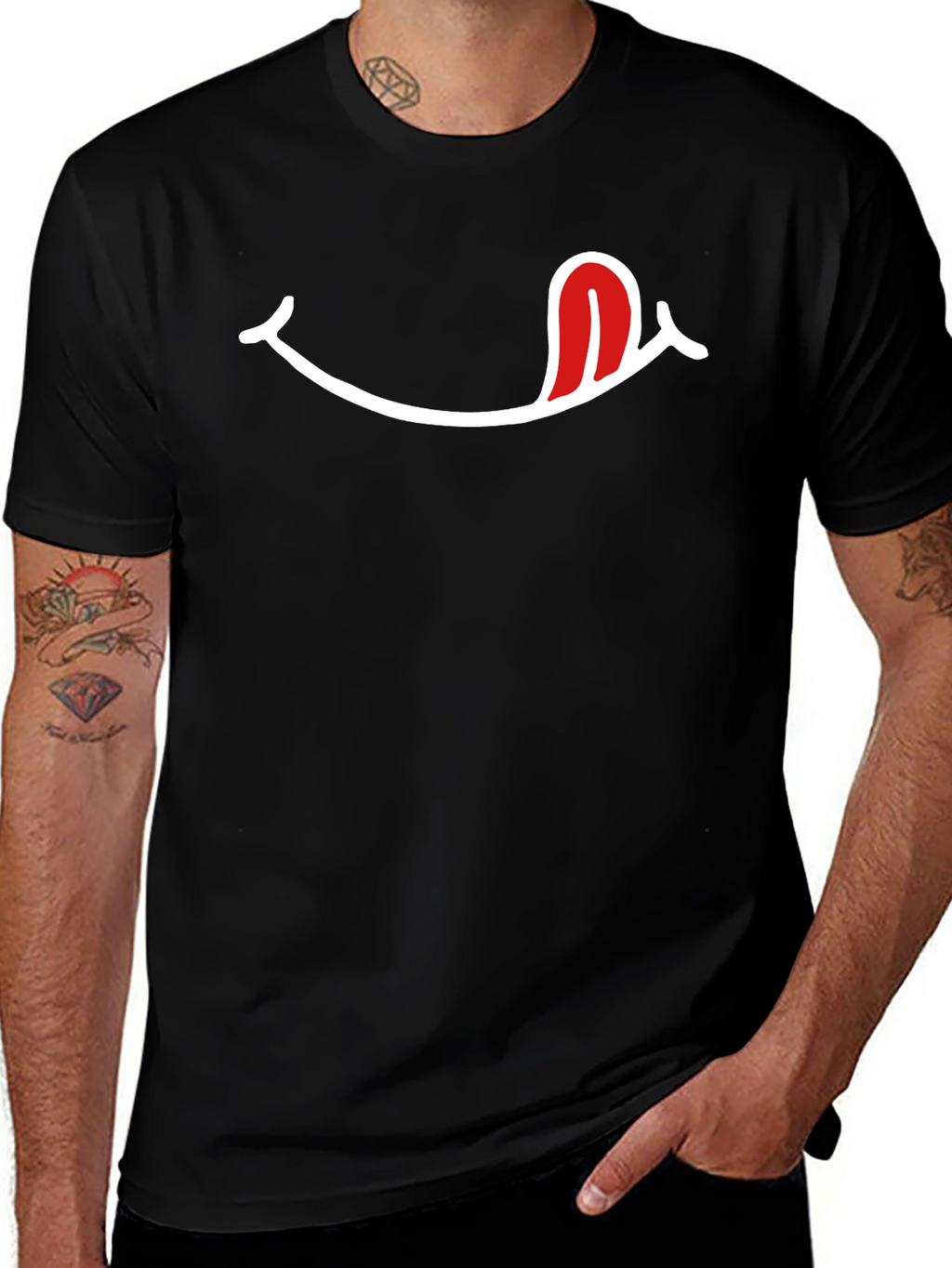 Funny Tongue T-Shirt - Black Cotton Blend