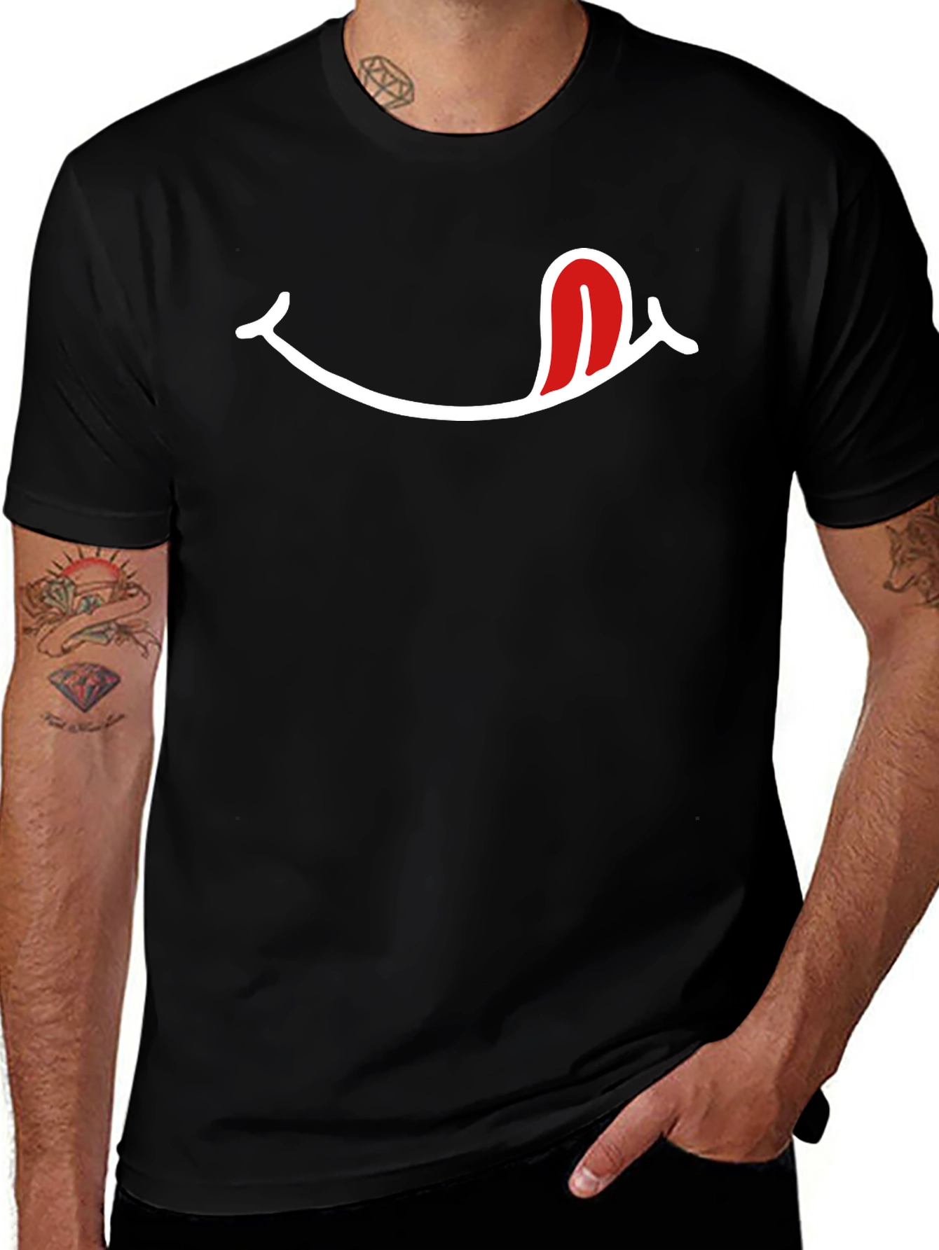 Funny Tongue T-Shirt - Black Cotton Blend