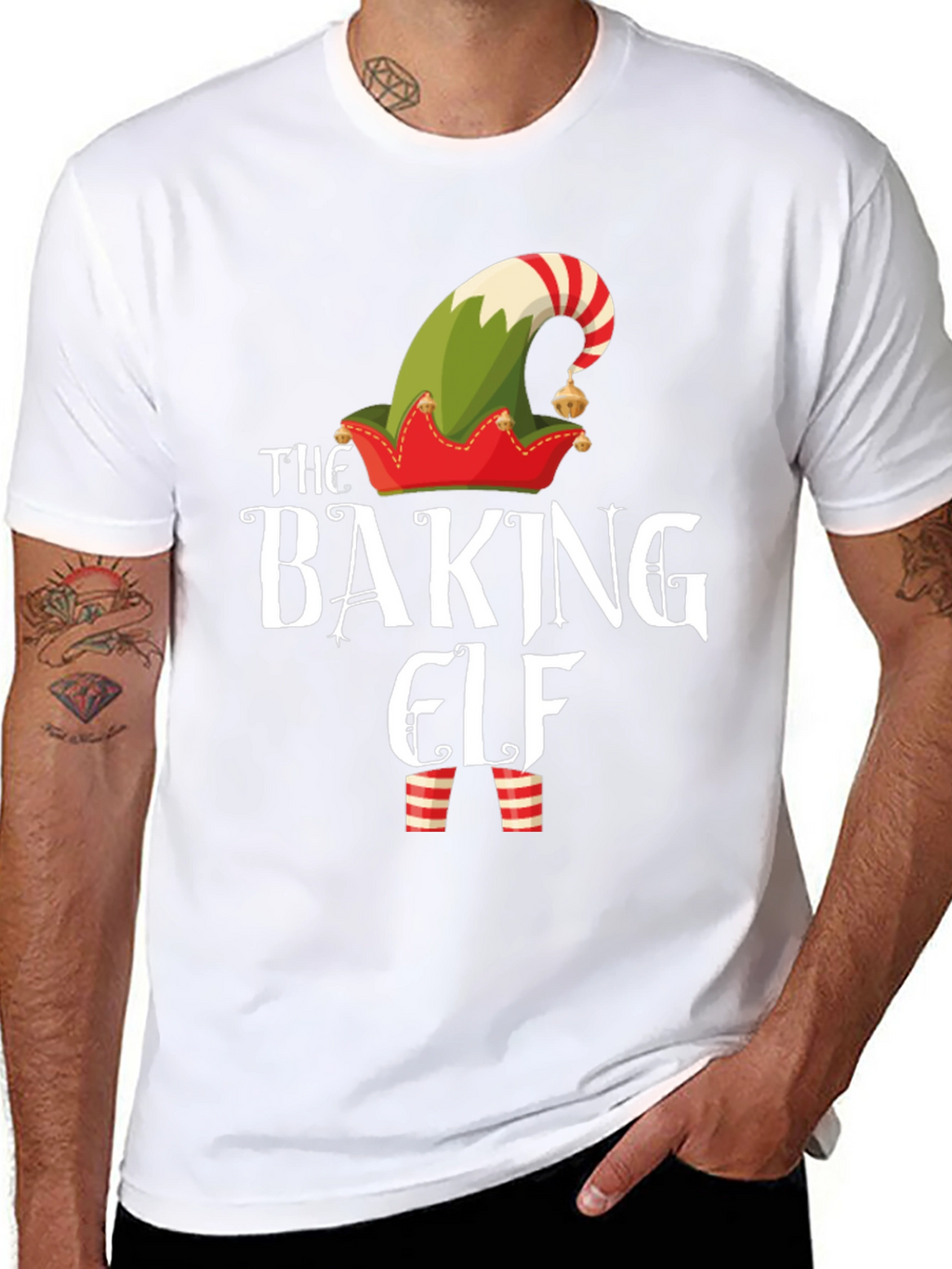 Baking Elf Graphic T-Shirt Christmas Holiday Tee