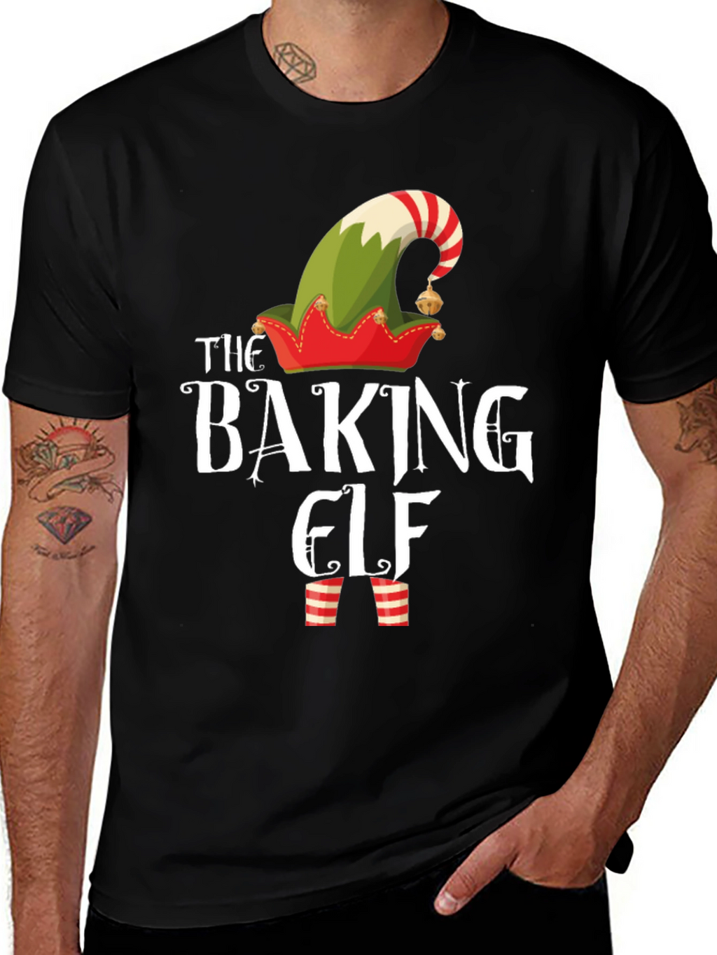 Baking Elf Graphic T-Shirt Christmas Holiday Tee