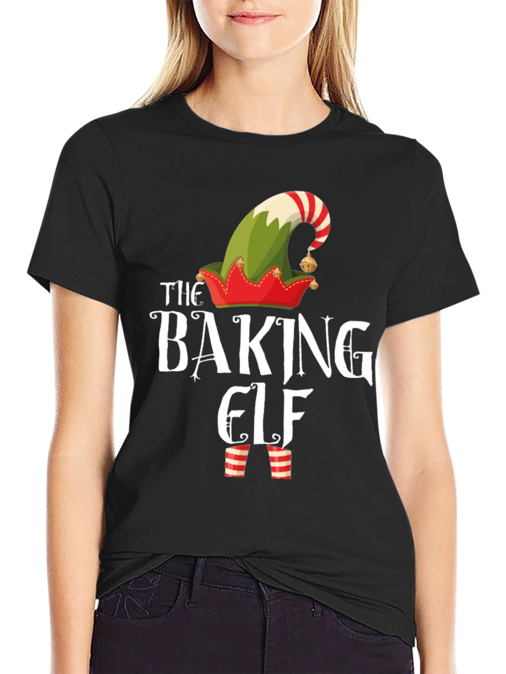 Baking Elf Graphic T-Shirt Christmas Holiday Tee