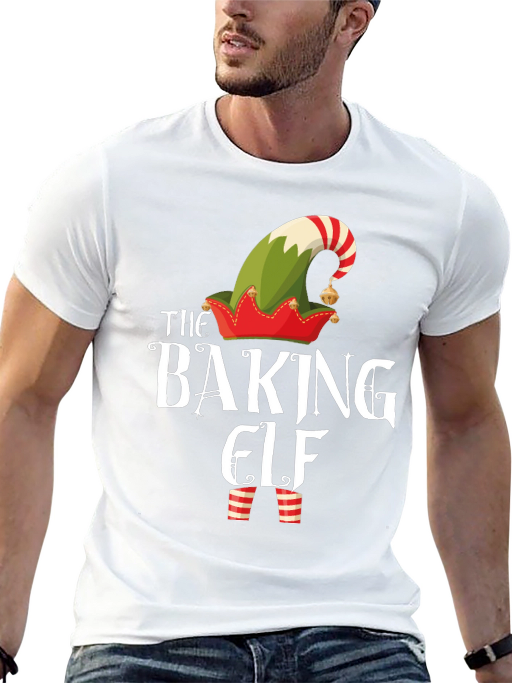 Baking Elf Graphic T-Shirt Christmas Holiday Tee