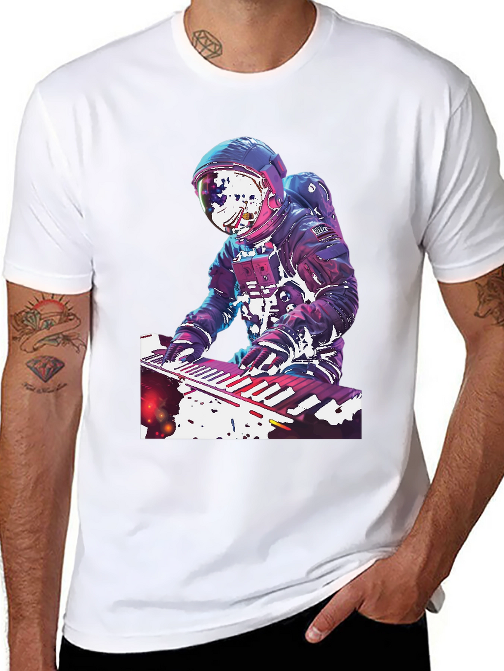Astronaut Musician Graphic T-Shirt