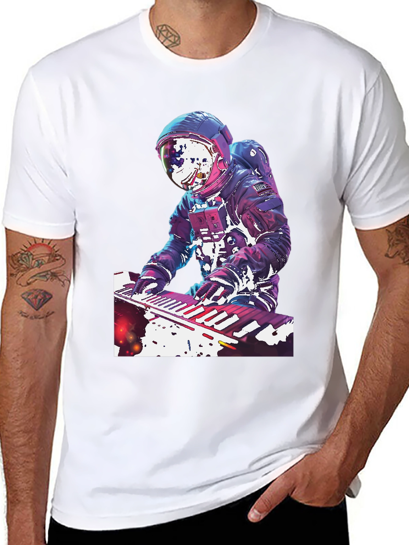 Astronaut Musician Graphic T-Shirt