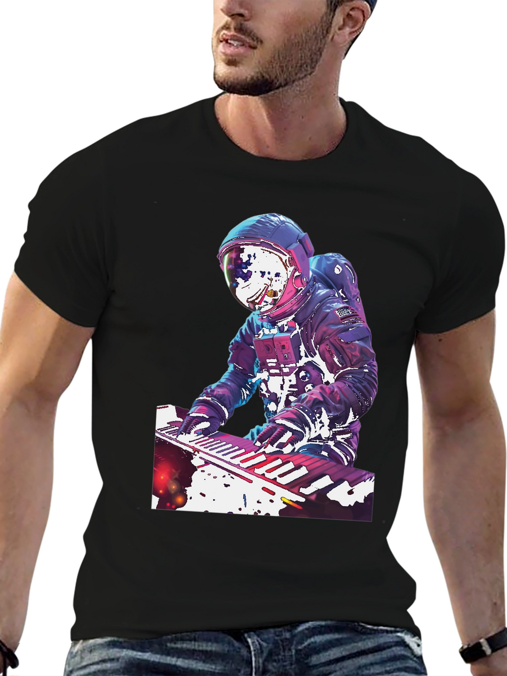 Astronaut Musician Graphic T-Shirt