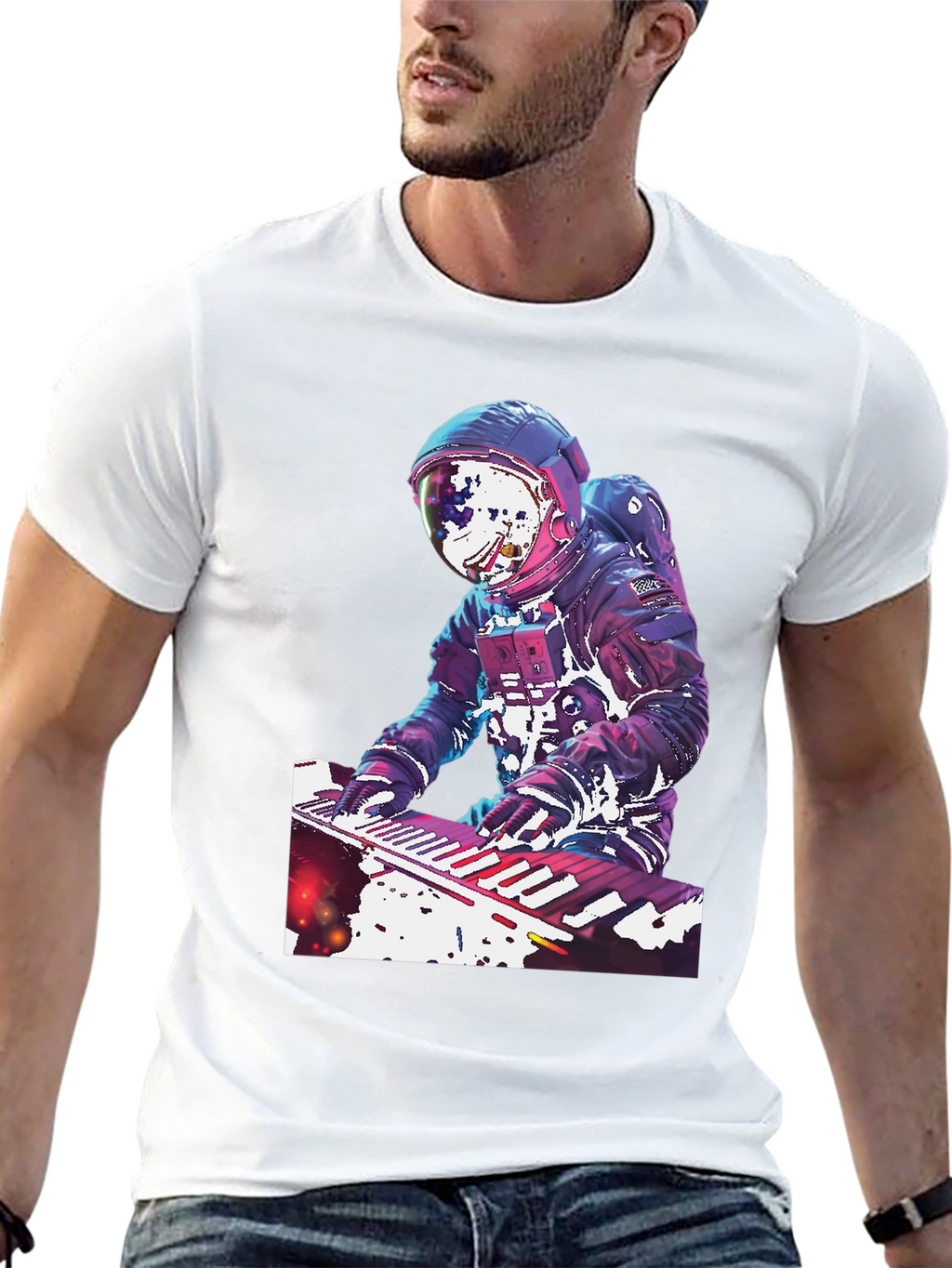 Astronaut Musician Graphic T-Shirt