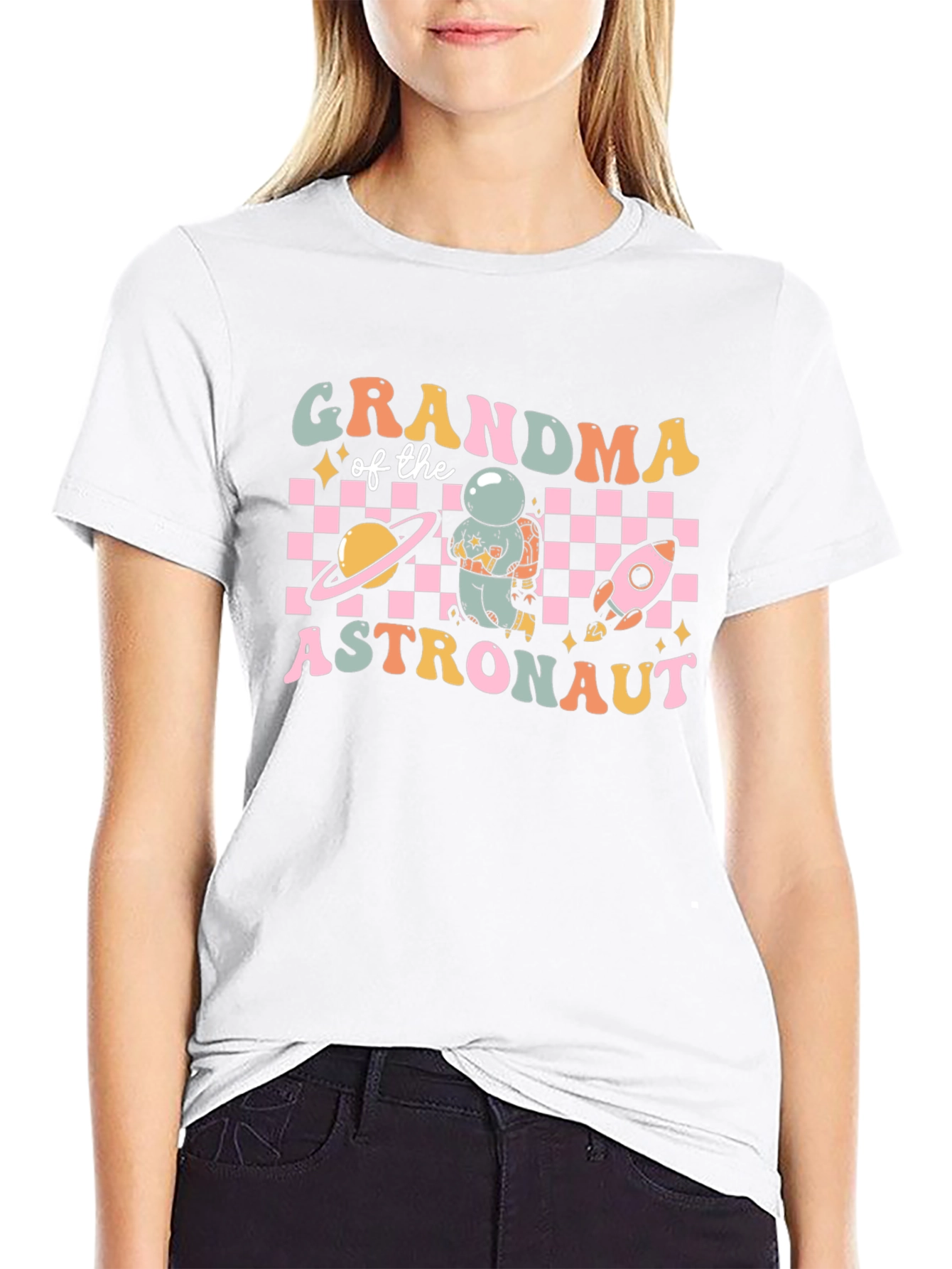 Grandma of Astronaut Black T-Shirt