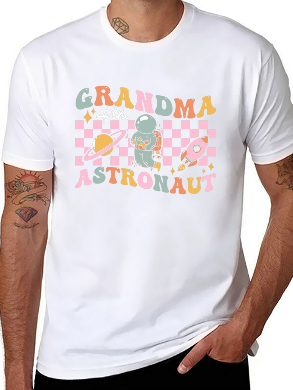 Grandma of Astronaut Black T-Shirt