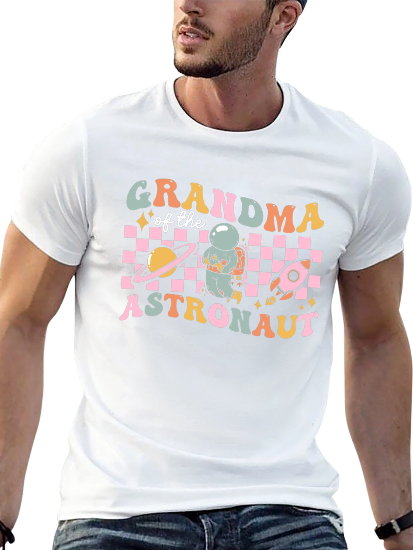 Grandma of Astronaut Black T-Shirt