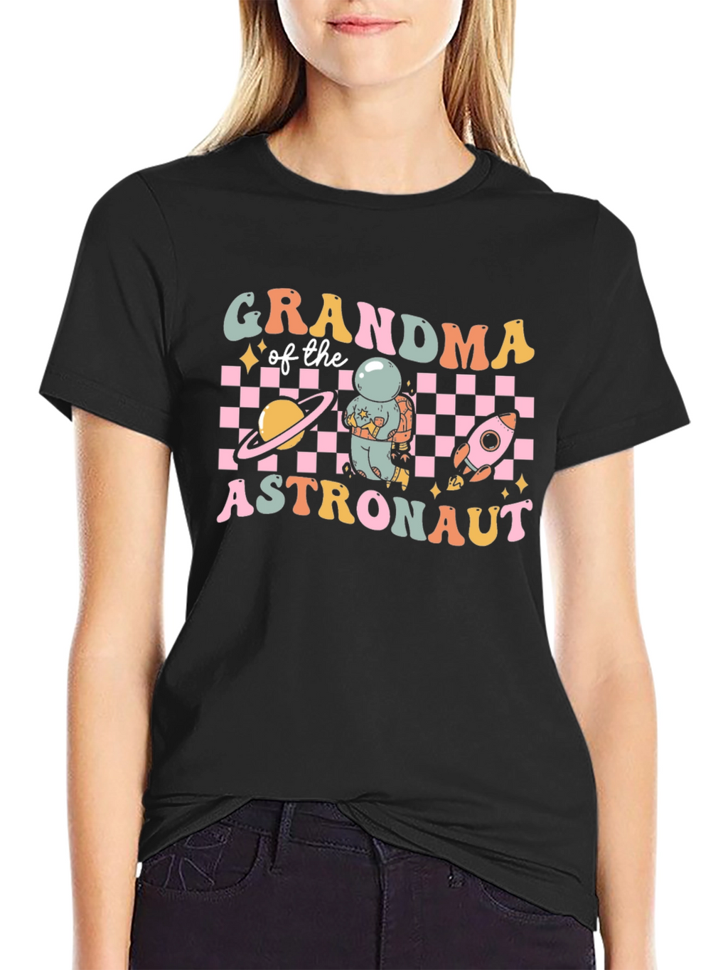 Grandma of Astronaut Black T-Shirt