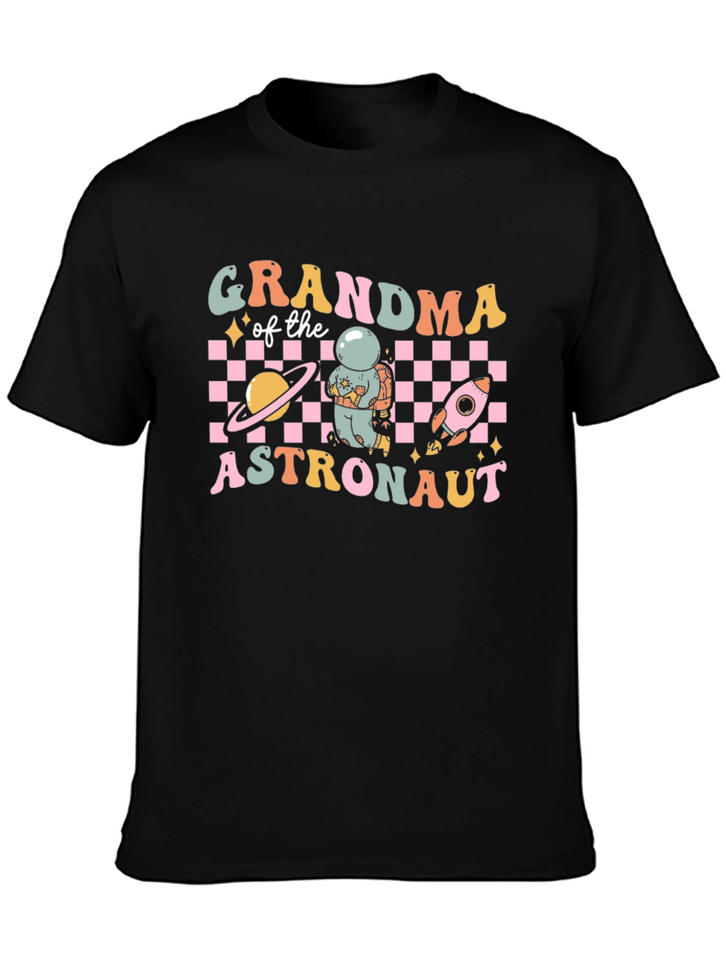 Grandma of Astronaut Black T-Shirt