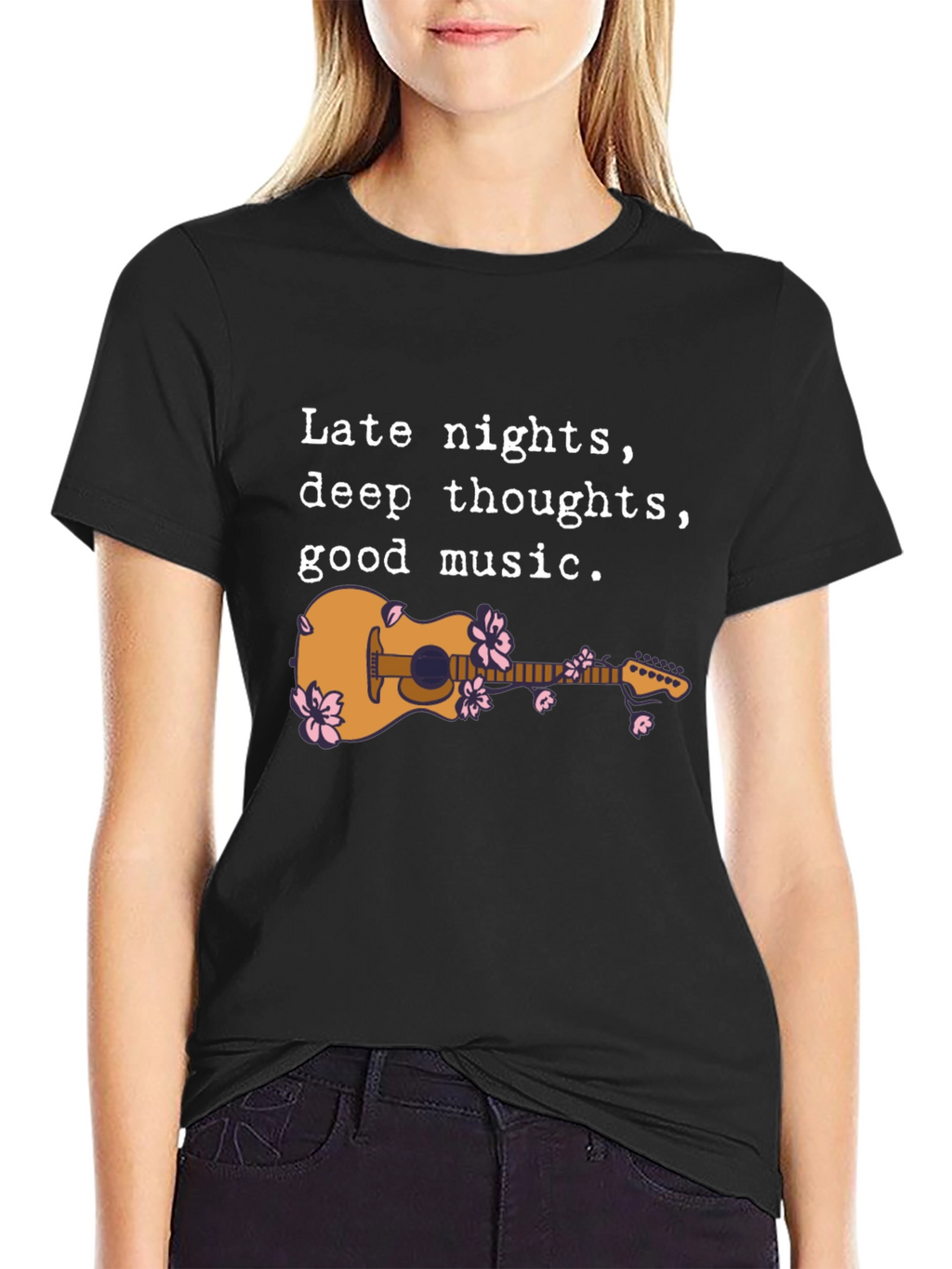 Late Night Guitar Graphic Tee - Black