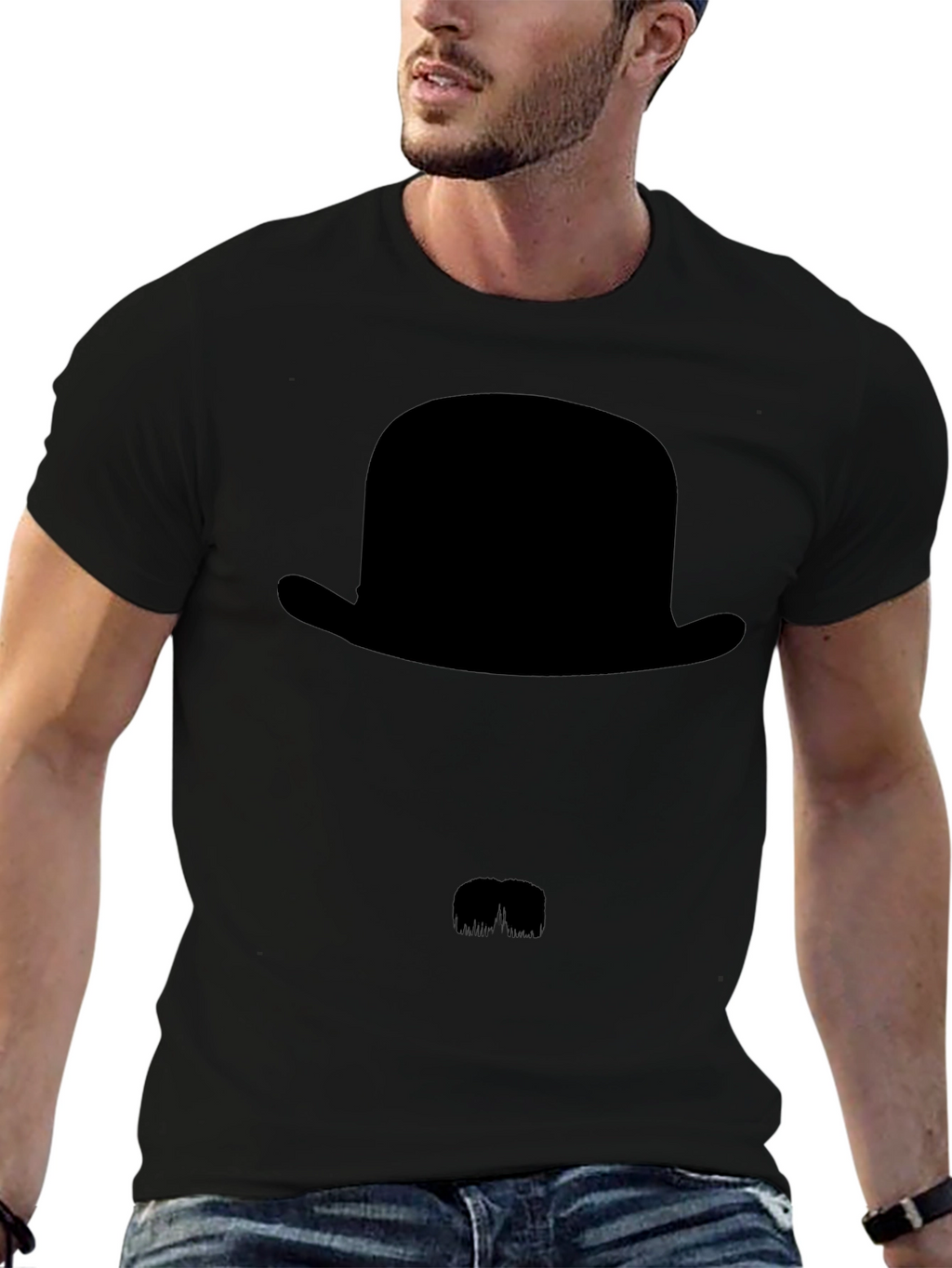 Mens Black Bowler Hat Graphic Tee