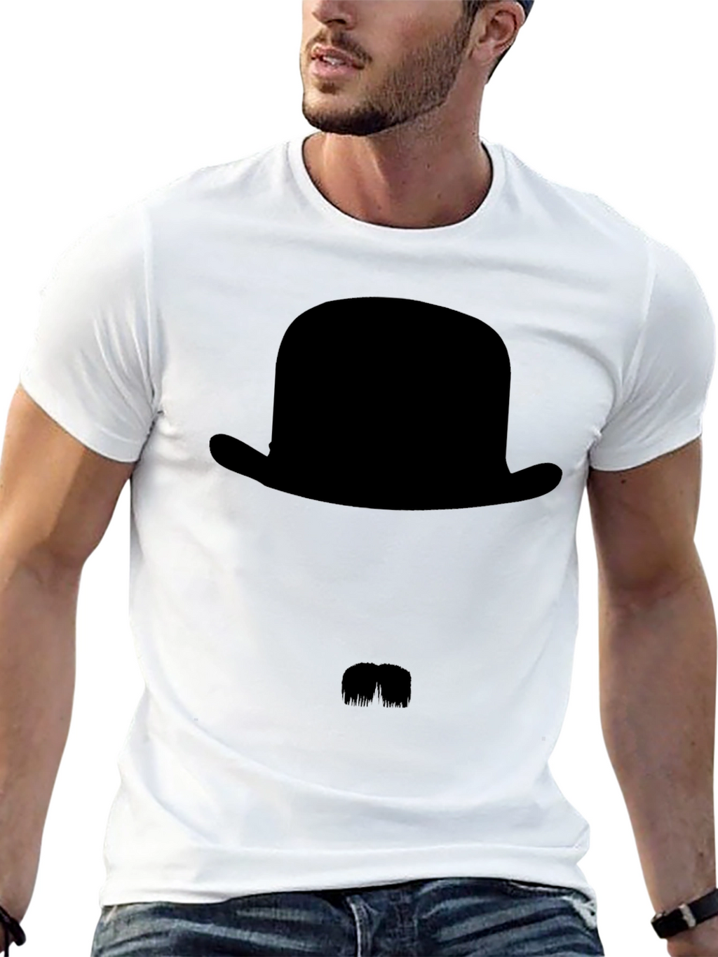 Mens Black Bowler Hat Graphic Tee
