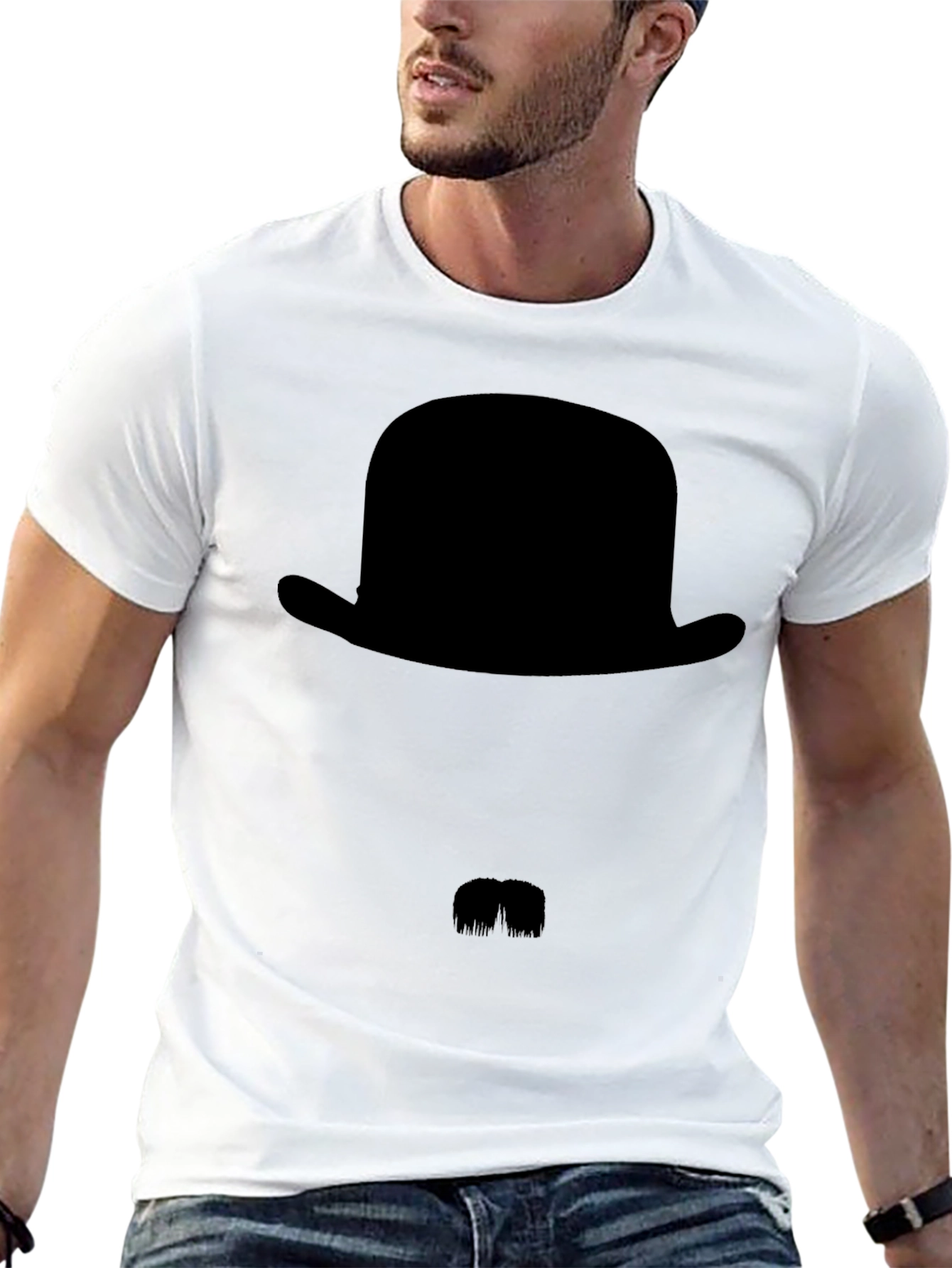Mens Black Bowler Hat Graphic Tee