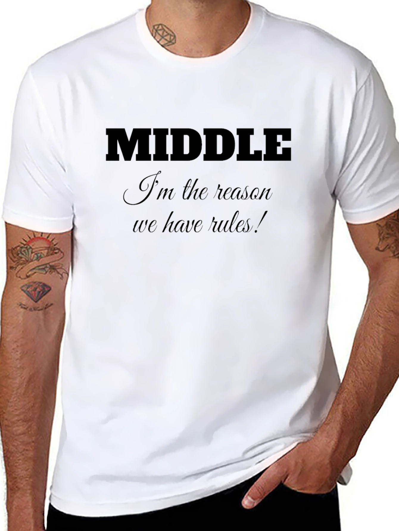 Middle Child Rules T-Shirt - Black Cotton Tee