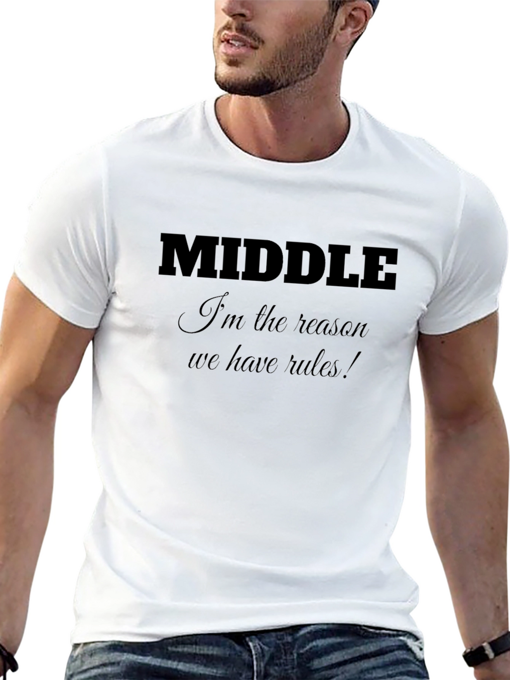 Middle Child Rules T-Shirt - Black Cotton Tee