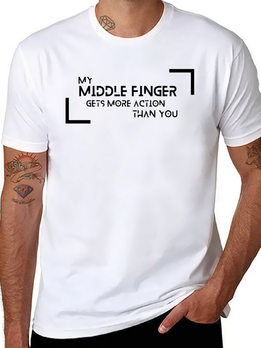 Funny Middle Finger Graphic T-Shirt - Black