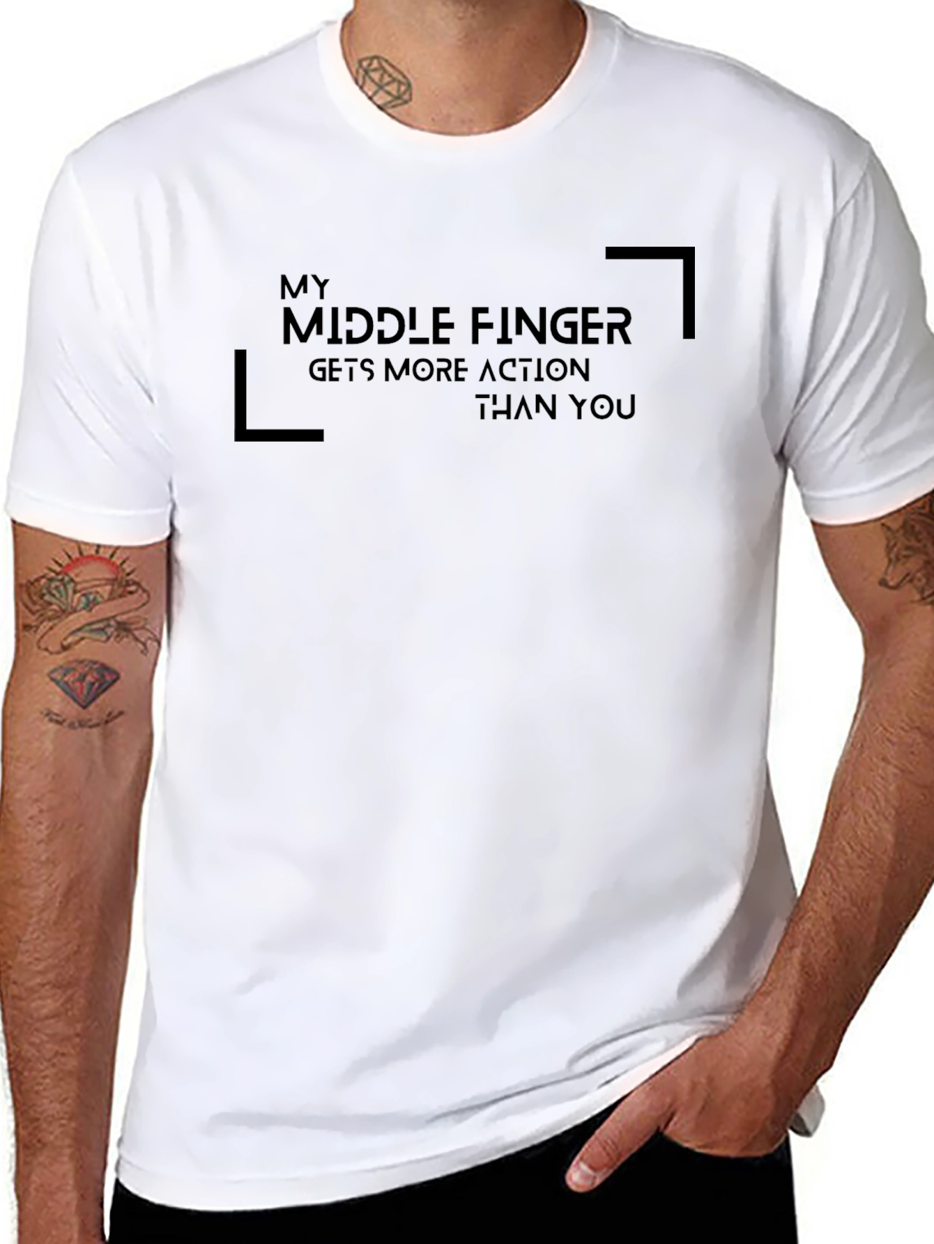 Funny Middle Finger Graphic T-Shirt - Black