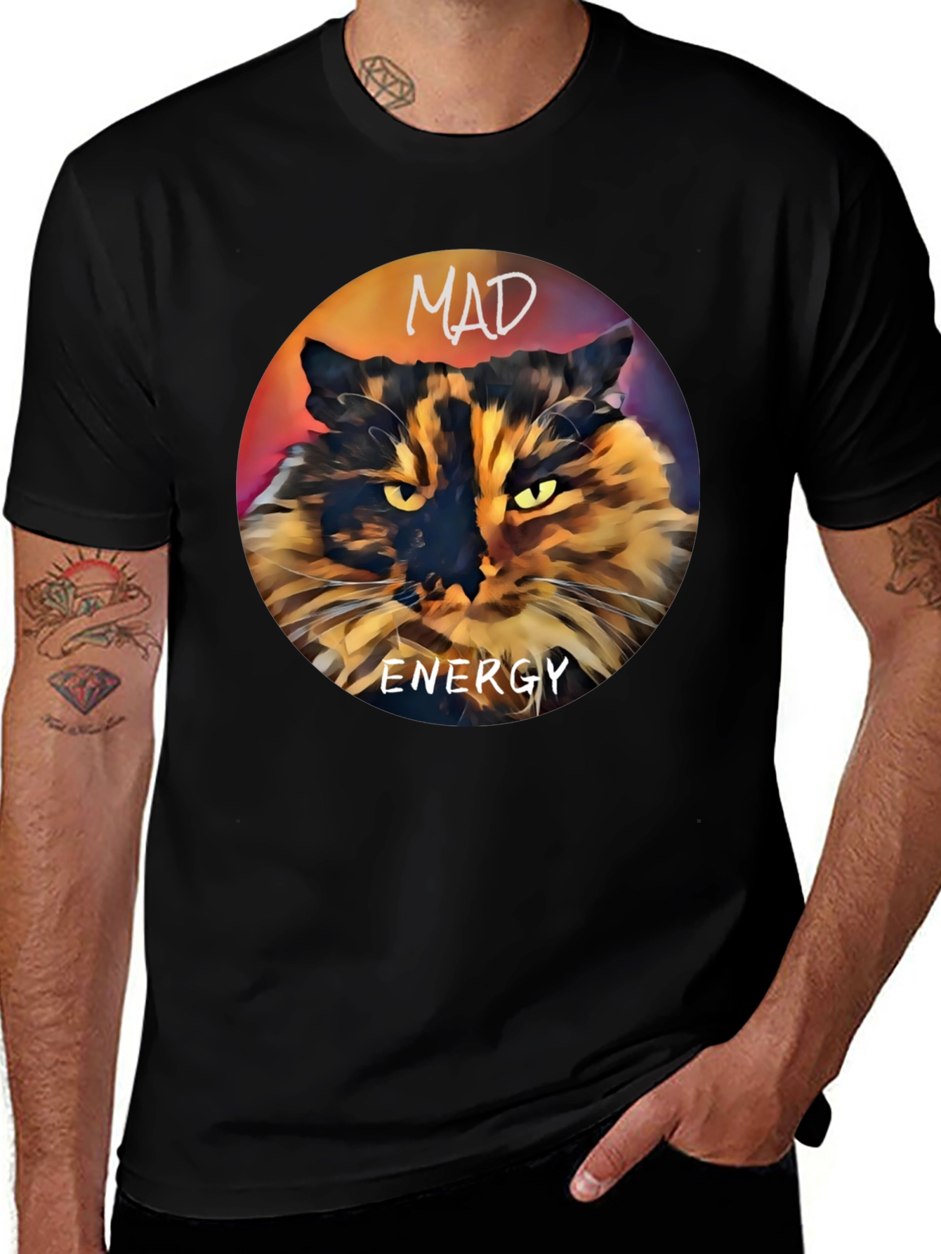 Mad Energy Cat Graphic T-Shirt