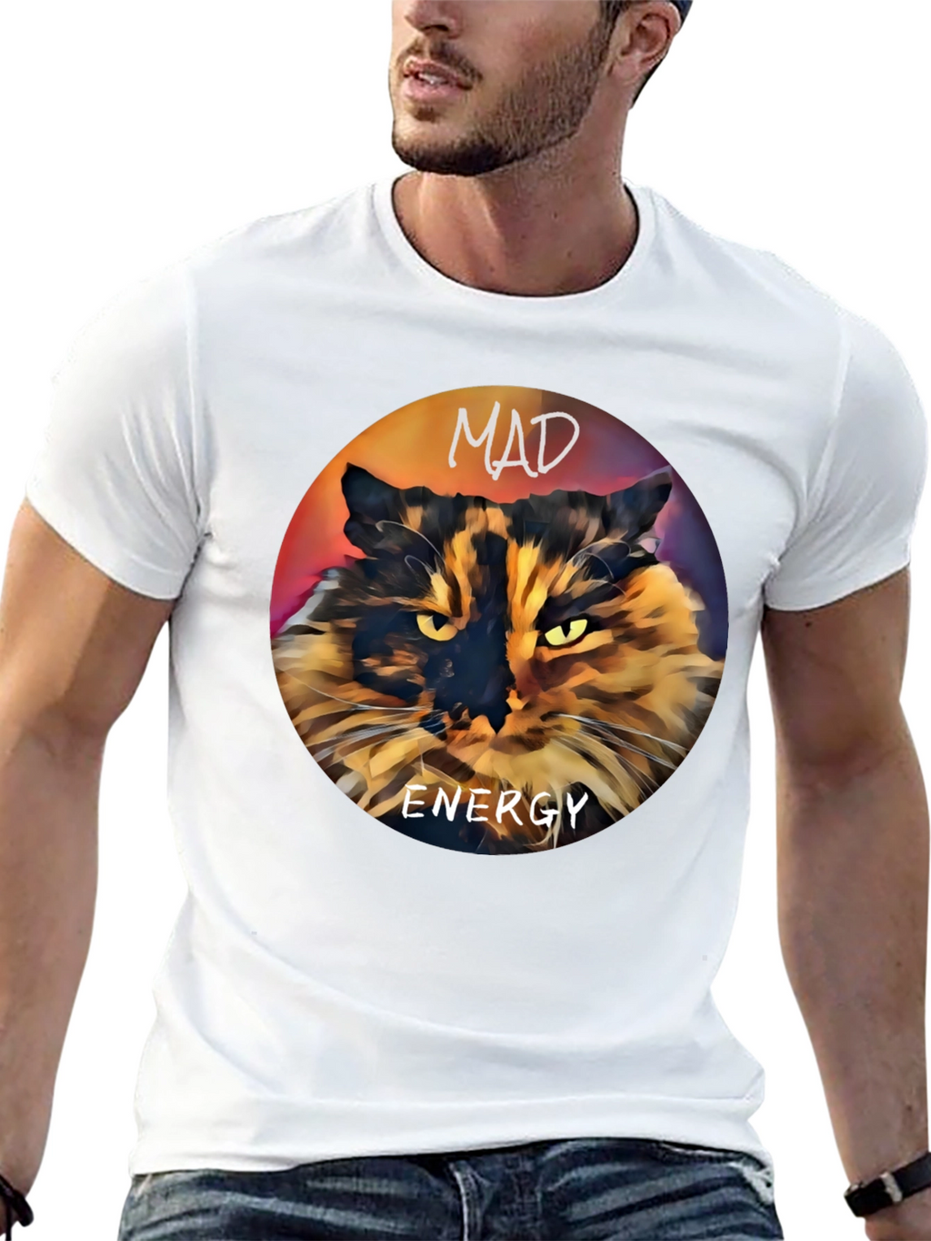 Mad Energy Cat Graphic T-Shirt