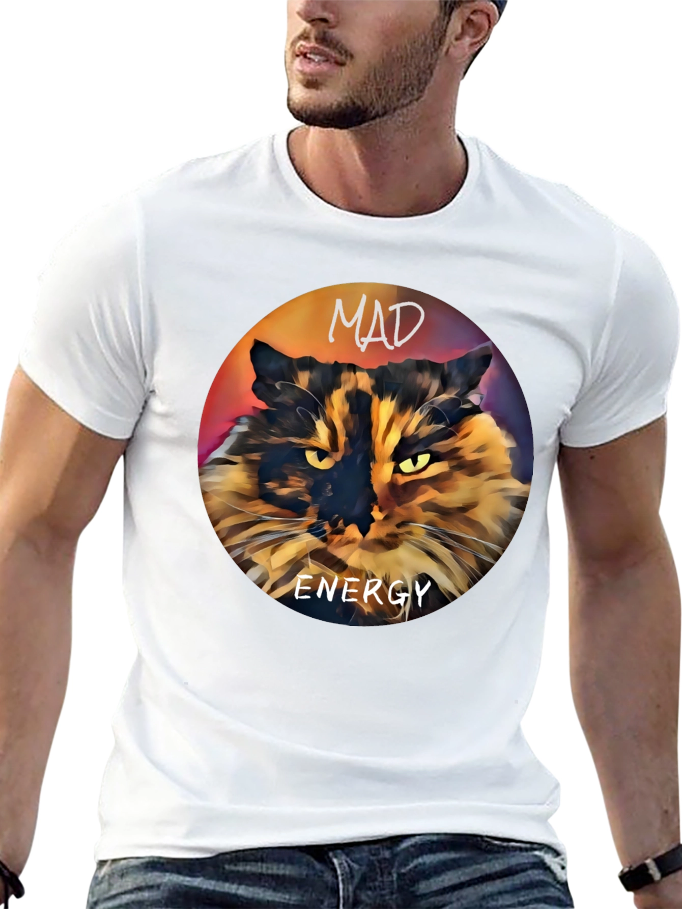 Mad Energy Cat Graphic T-Shirt