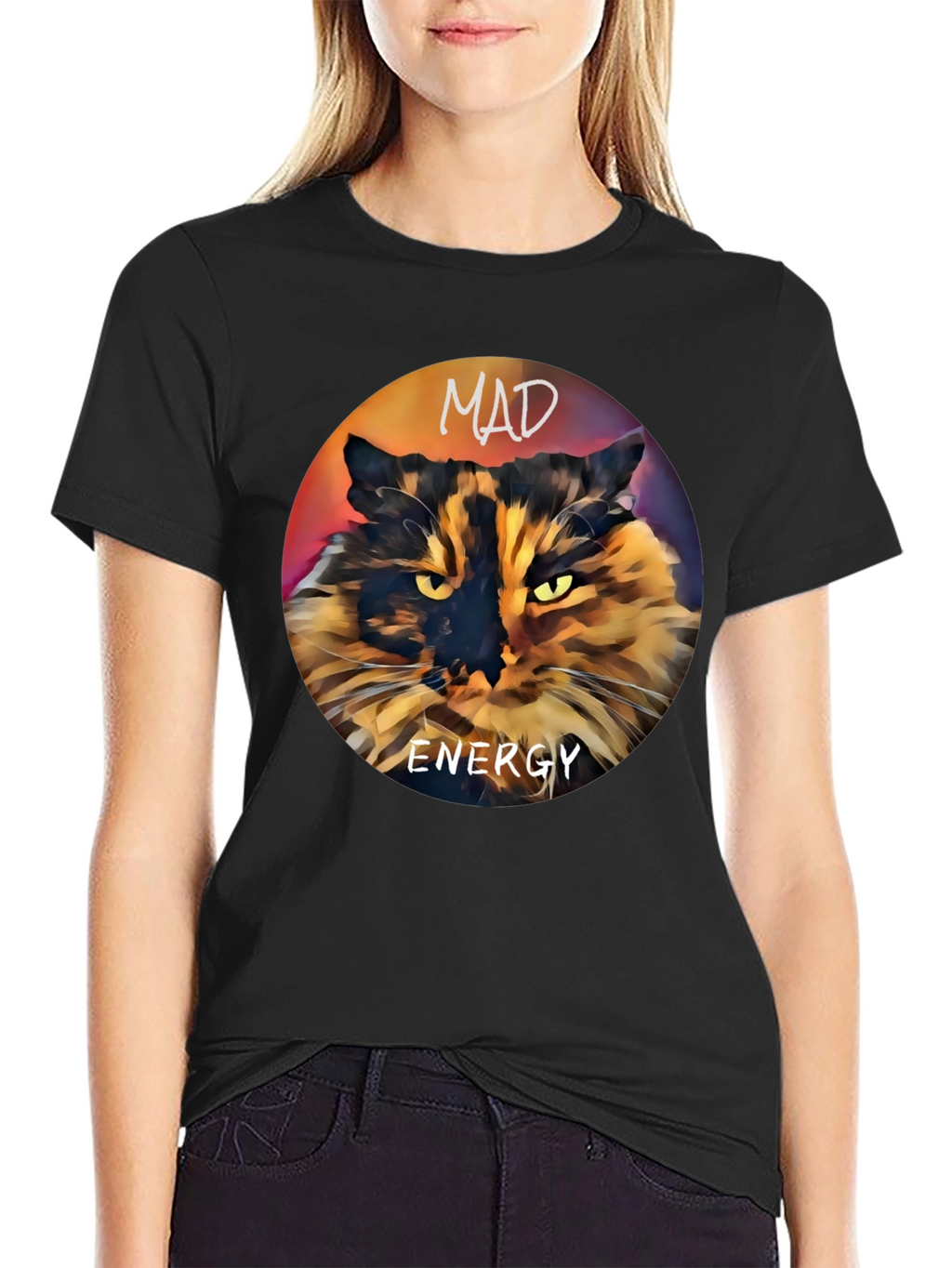 Mad Energy Cat Graphic T-Shirt