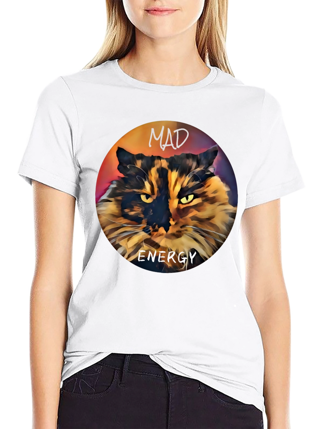 Mad Energy Cat Graphic T-Shirt